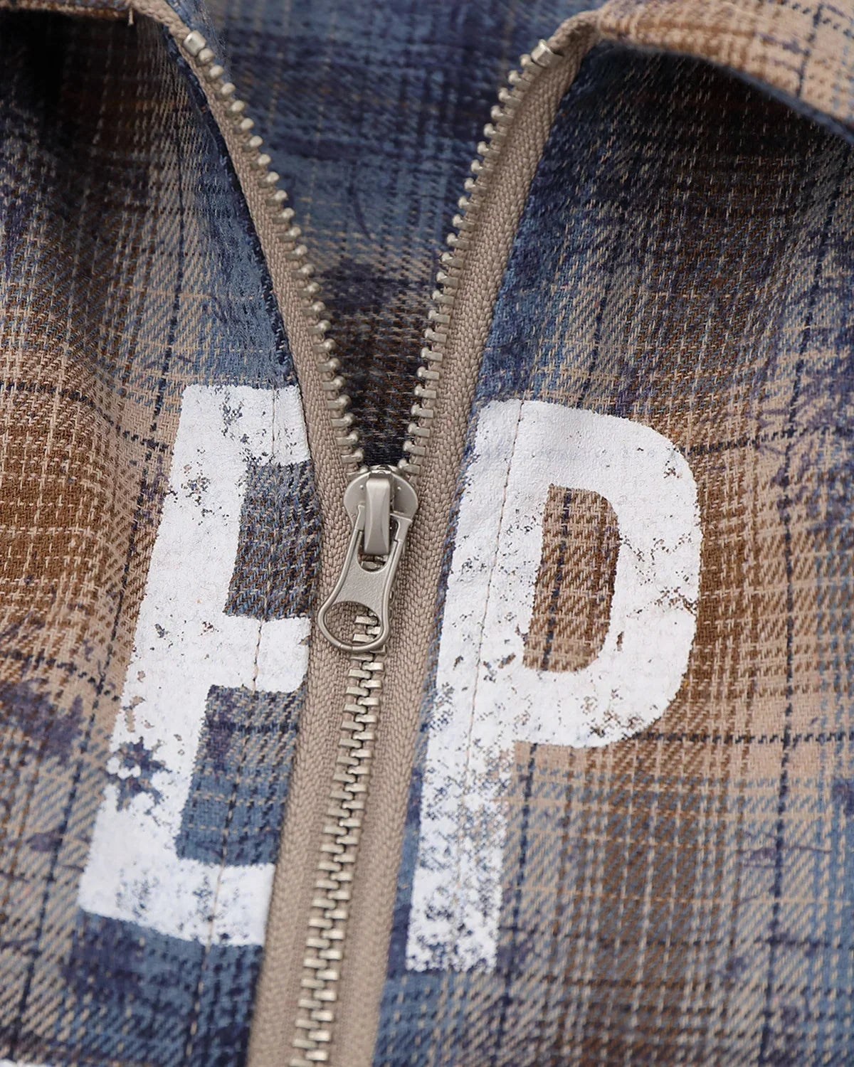 Letter Graphic Plaid Long-Sleeve Shirt
