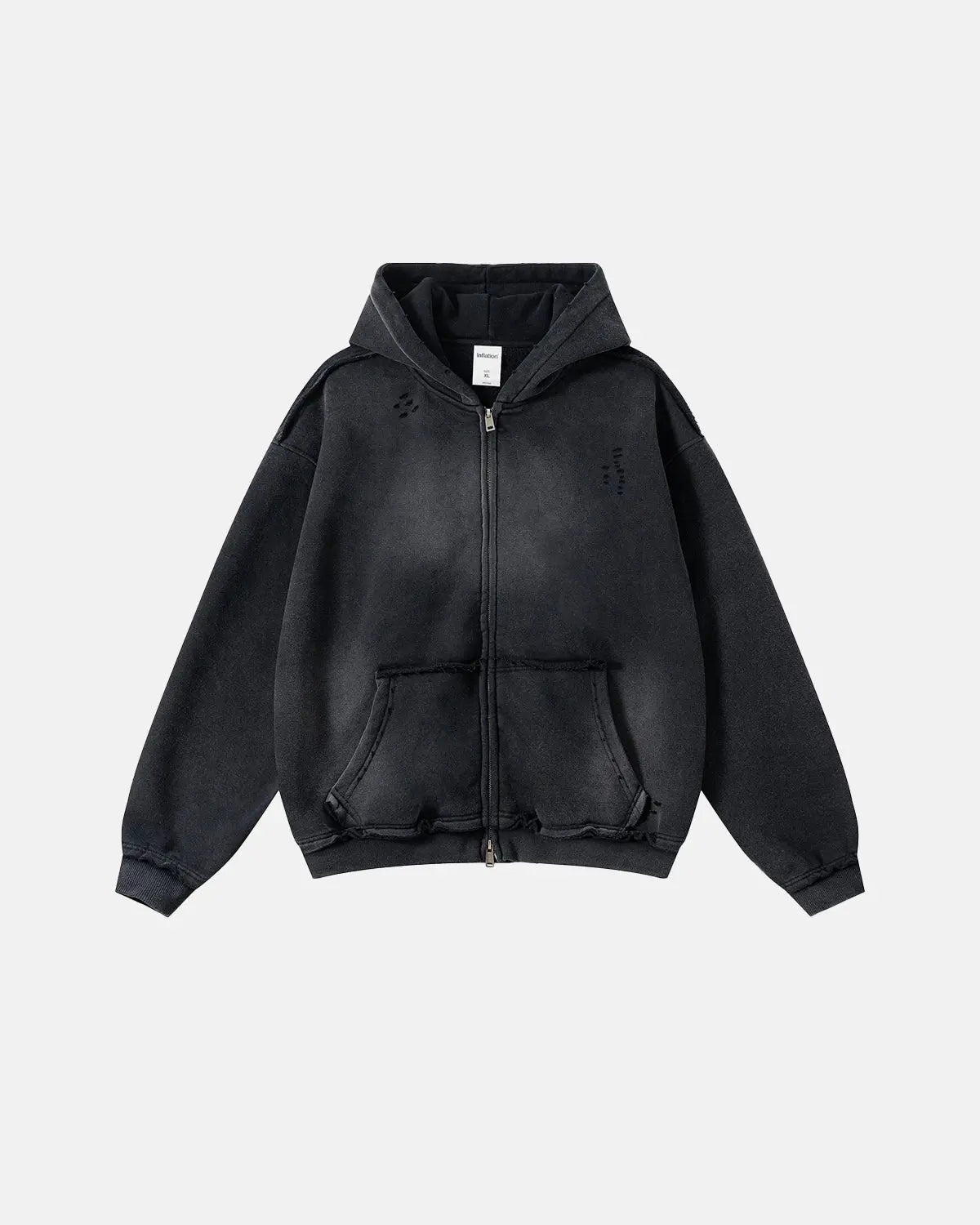 Monkey Wash Ripped Zip Up Hoodies