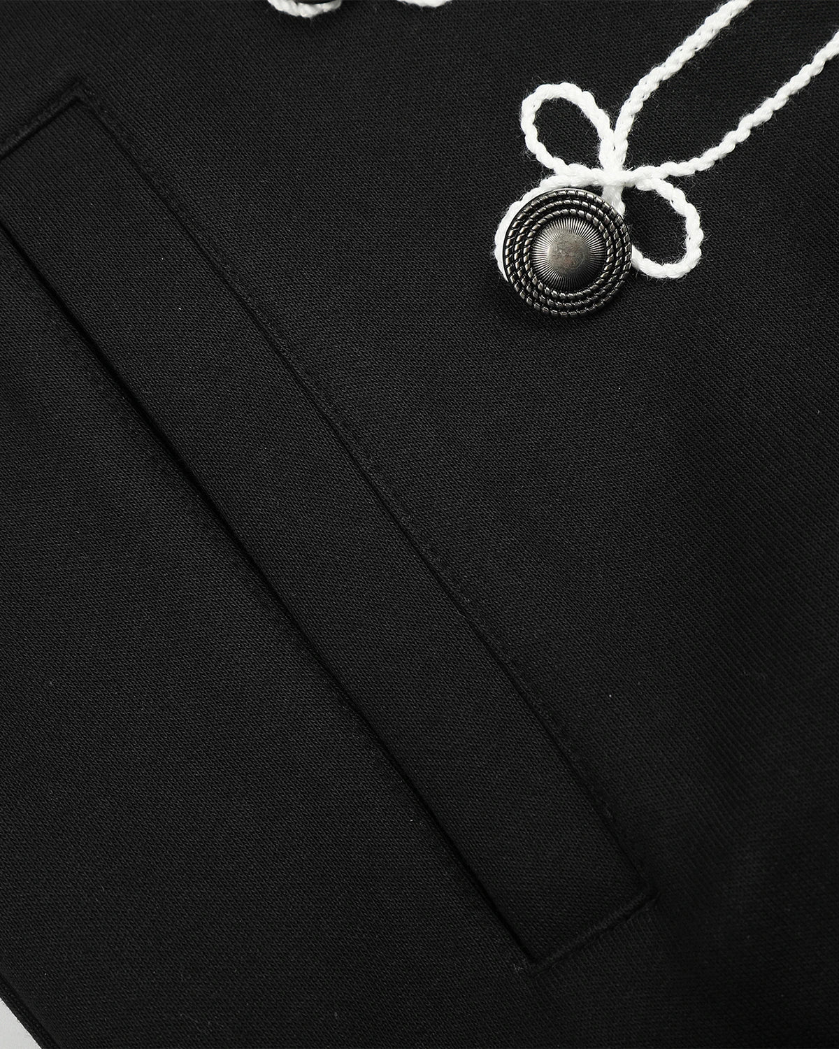 Braided Embroidery Boxy Zip Up Hoodie