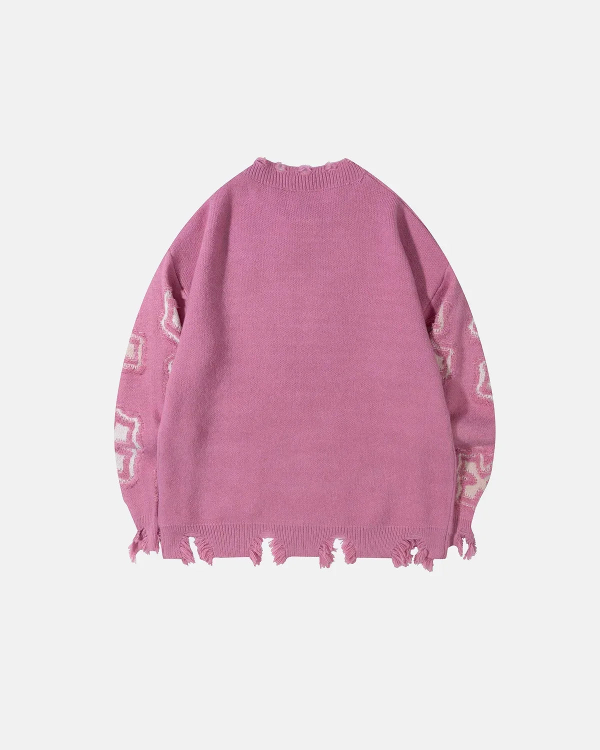 Distressed Cross Graphic Knit Sweater