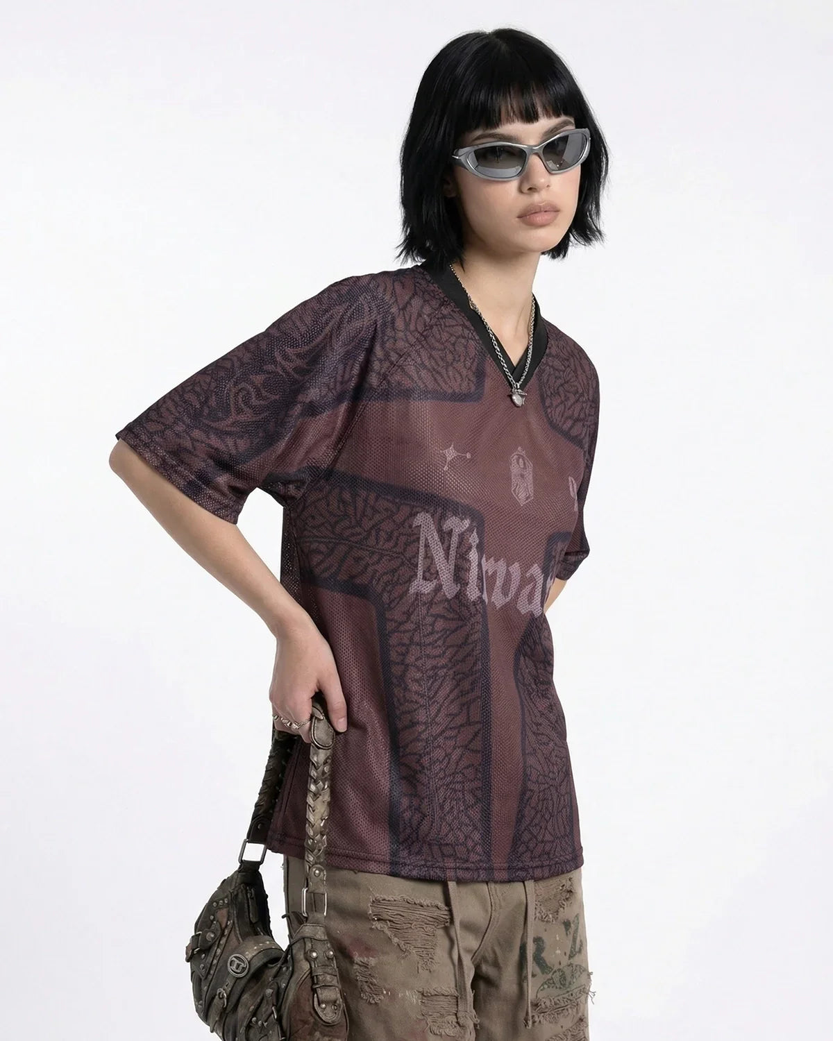 Tribal Pattern Mesh Jersey