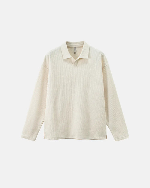 Polos de manga larga tipo waffle - blanquecino / M