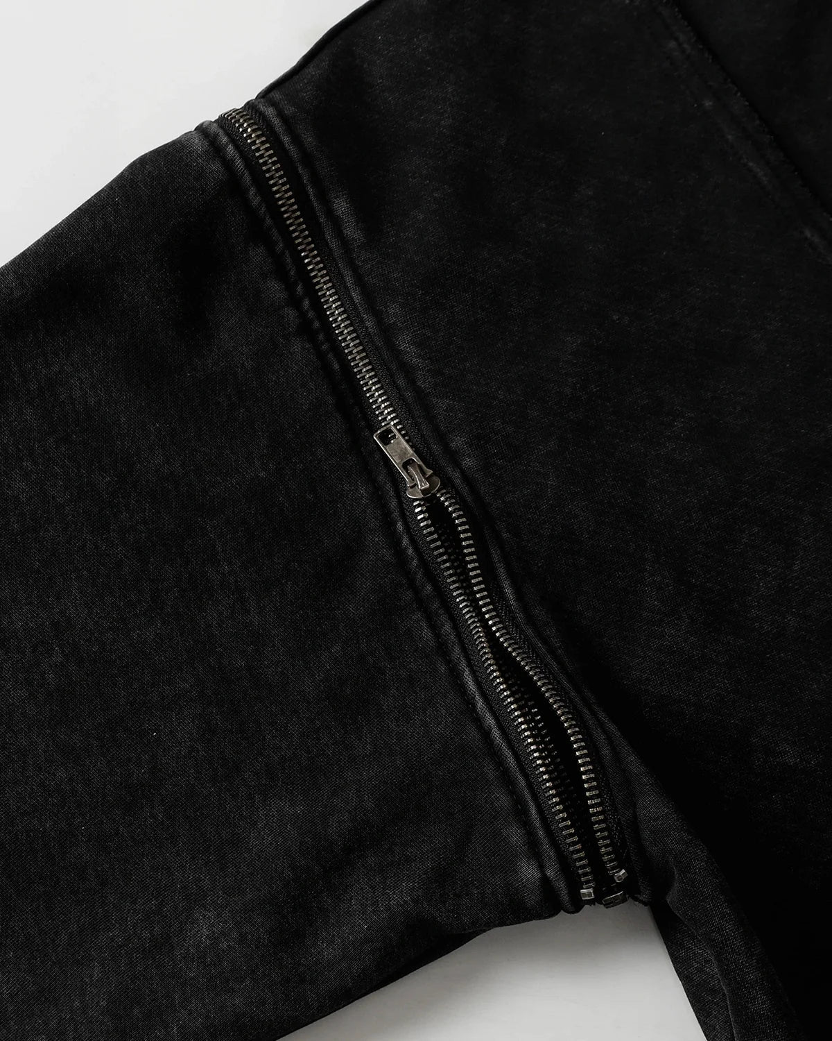 Dirty Washed Studded Boxy Zip Up Hoodie