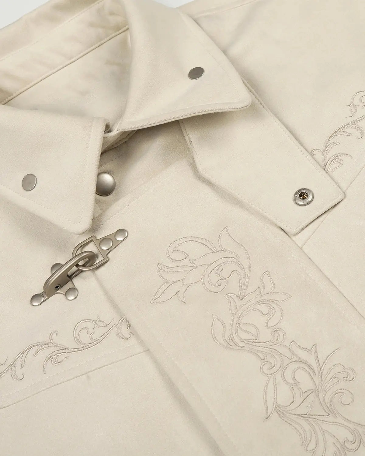 Embroidery Jacquard Cropped Clasp Jacket