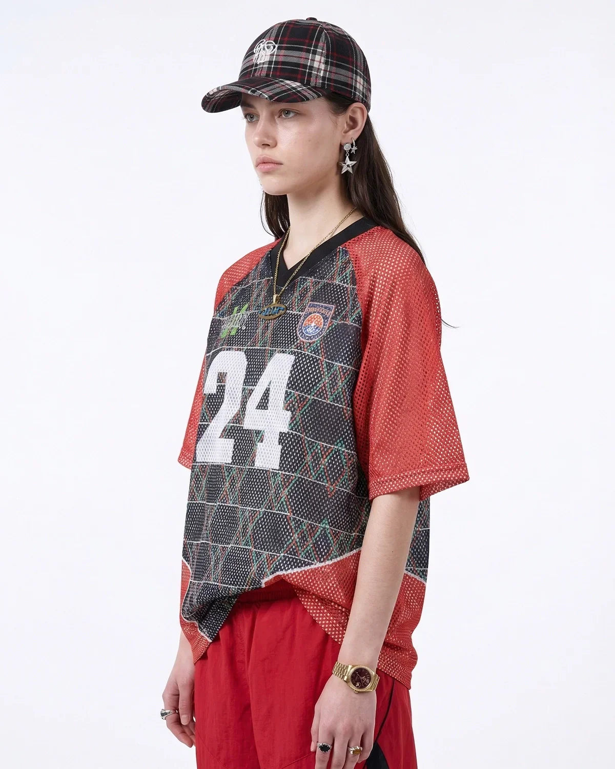 Color-Block Oversized Mesh Jersey