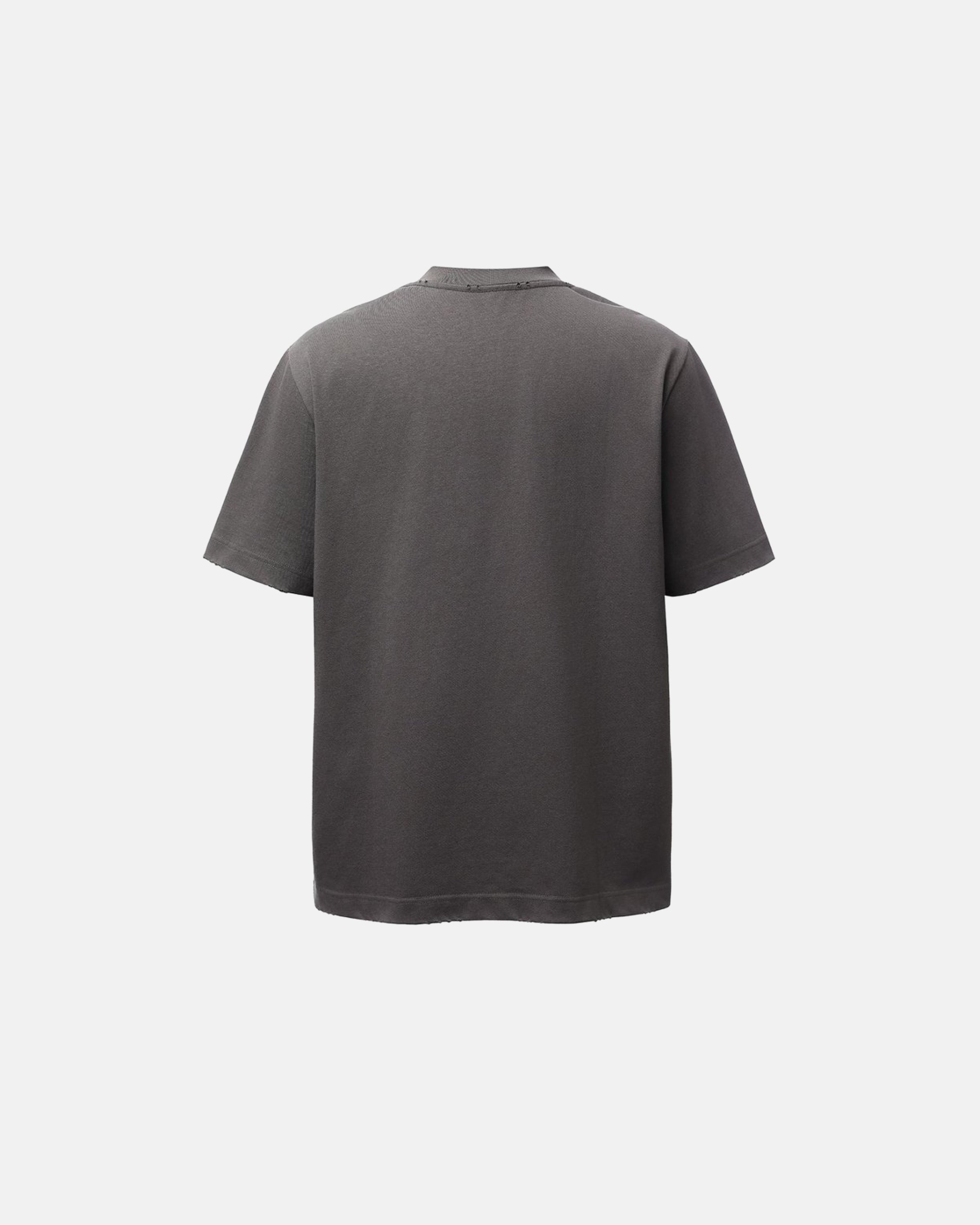 Distressed Washed Mock Neck T Shirt