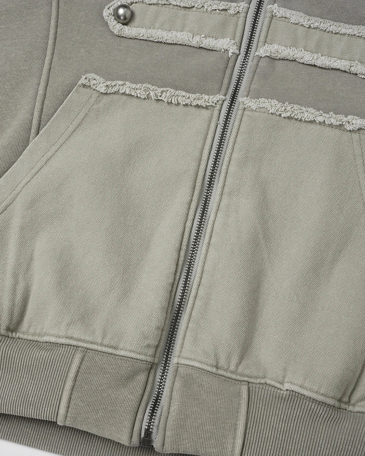 Washed Studded Boxy Zip Up Hoodie