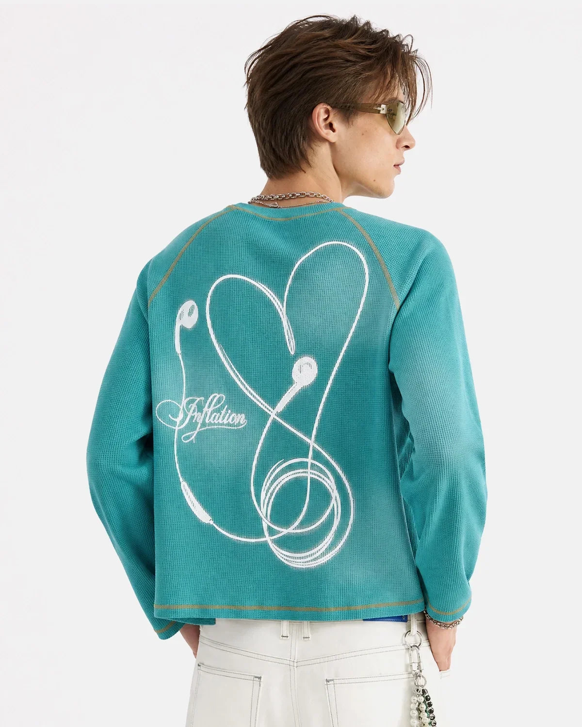 Script Logo Waffle Knit Long Sleeve T-Shirt
