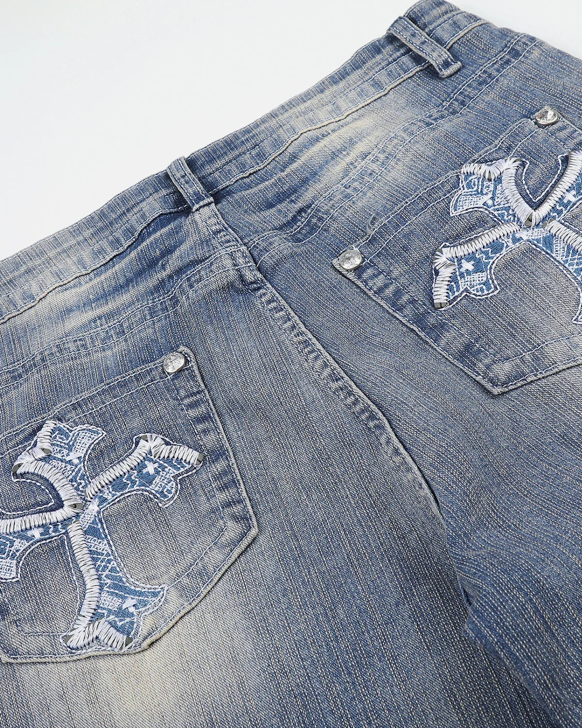 Bamboo Weave Embroidered Bootcut Jeans