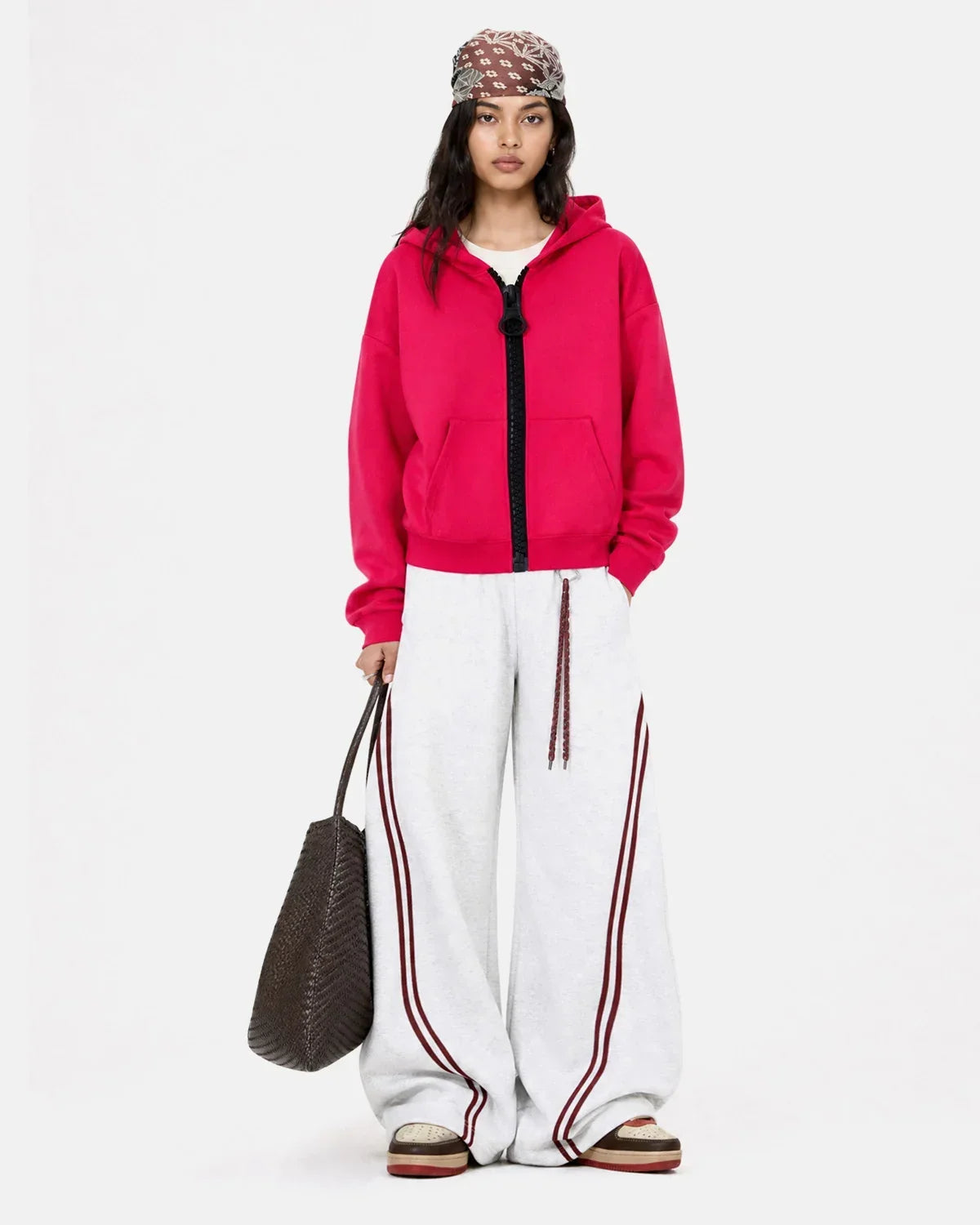 Contrast Chunky Zip Up Hoodie