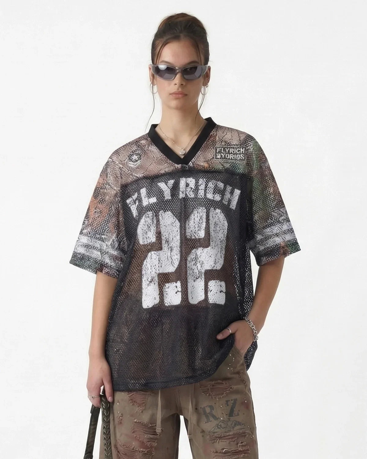 Camo Mesh Digital Print Jersey Tee