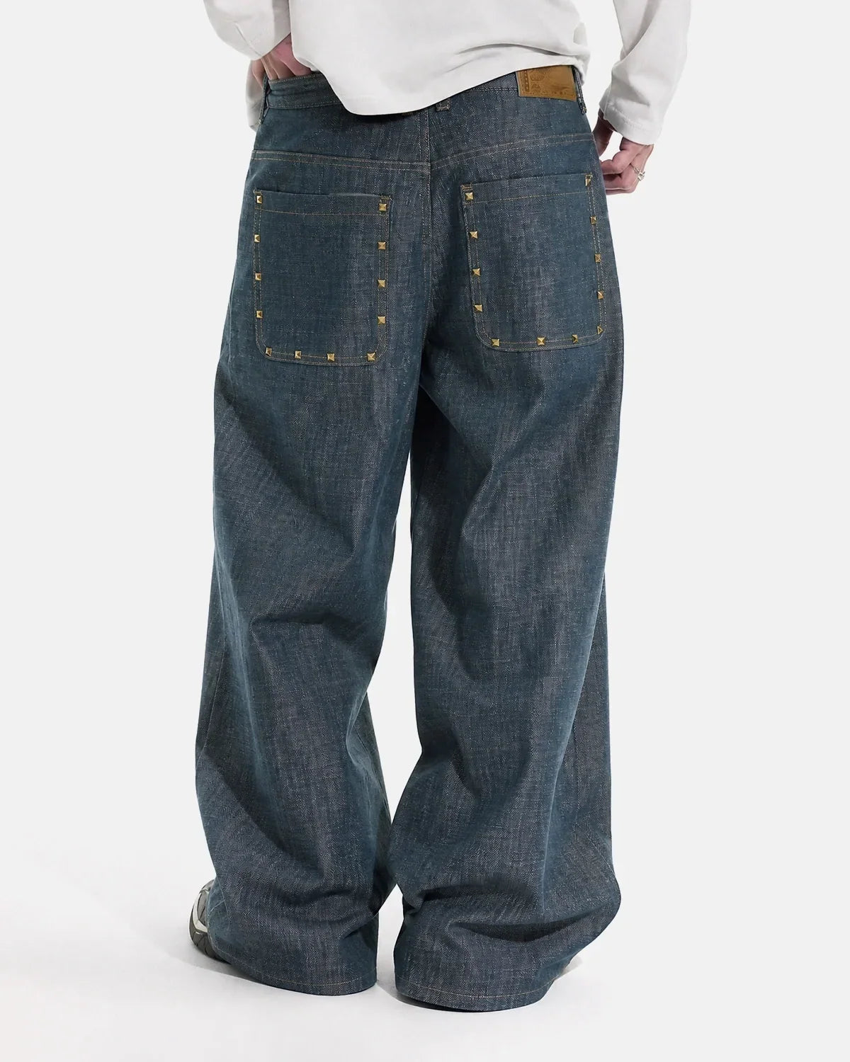 Pyramid Stud Pocket Baggy Jeans