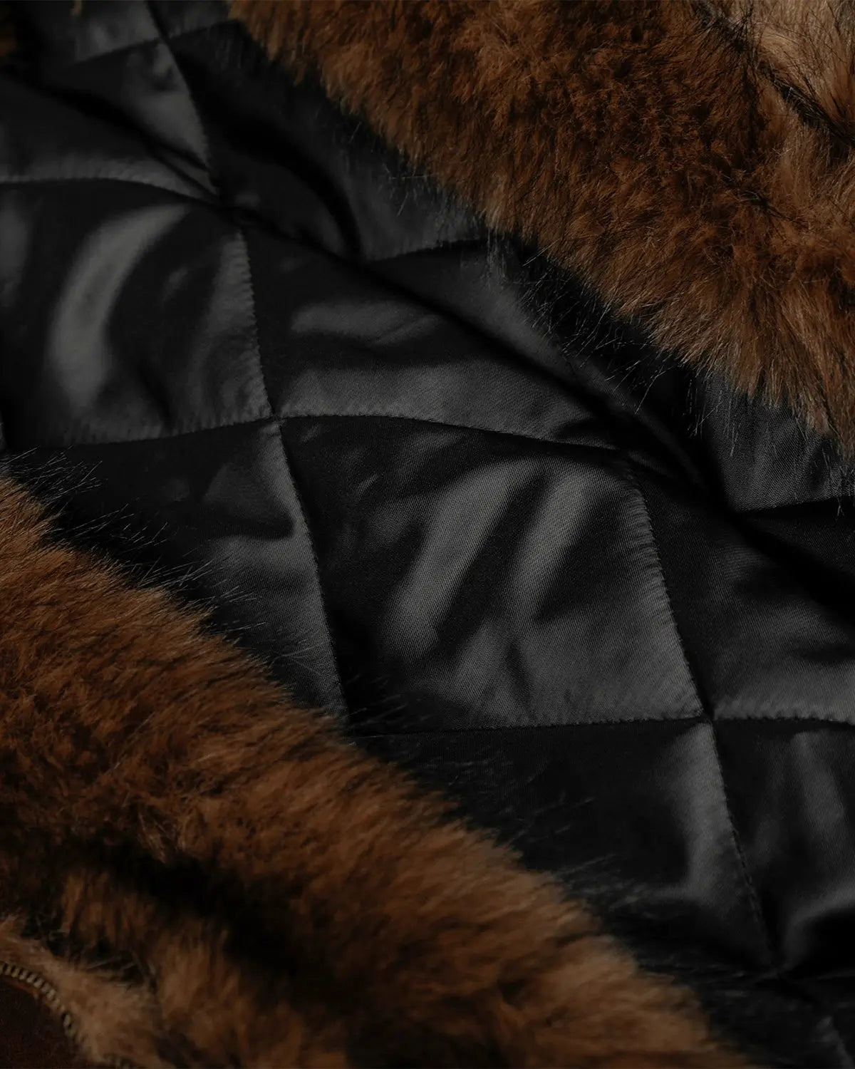 Faux Fur Lined Clasp Bomber Jacket