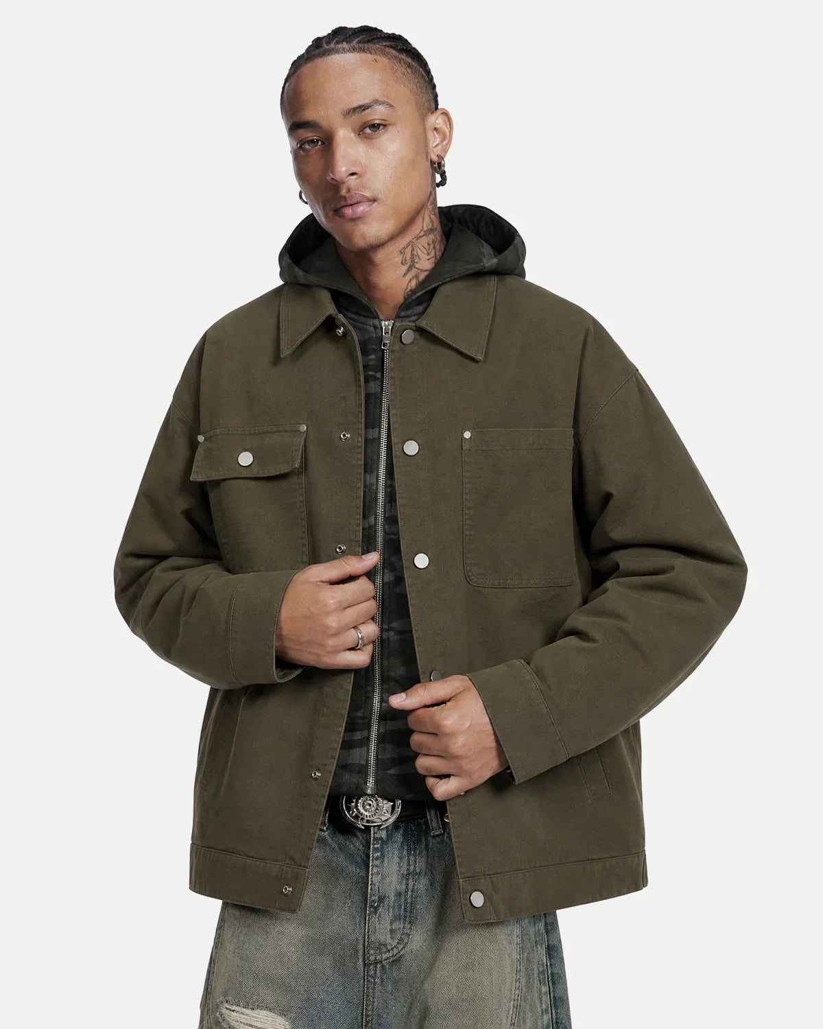 Veste de travail à poche asymétrique