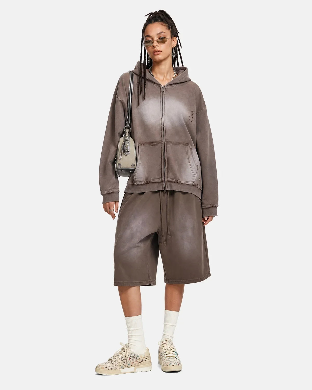 Monkey Wash Ripped Zip Up Hoodies