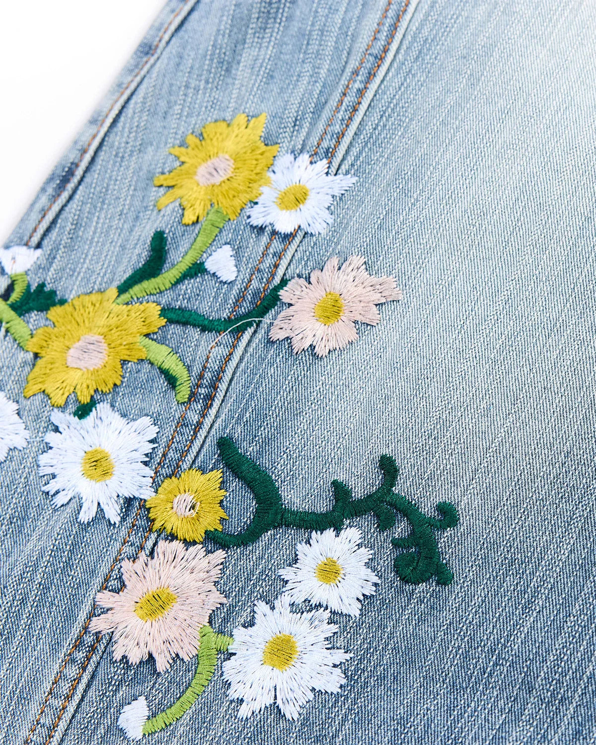 Embroidery Bamboo Weave Baggy Jeans