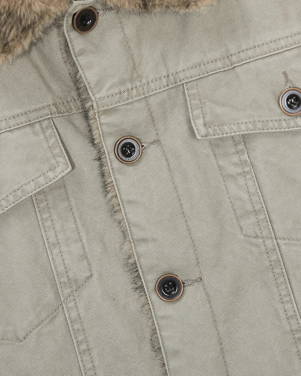 Veste de travail en suédine lavée doublée de fausse fourrure