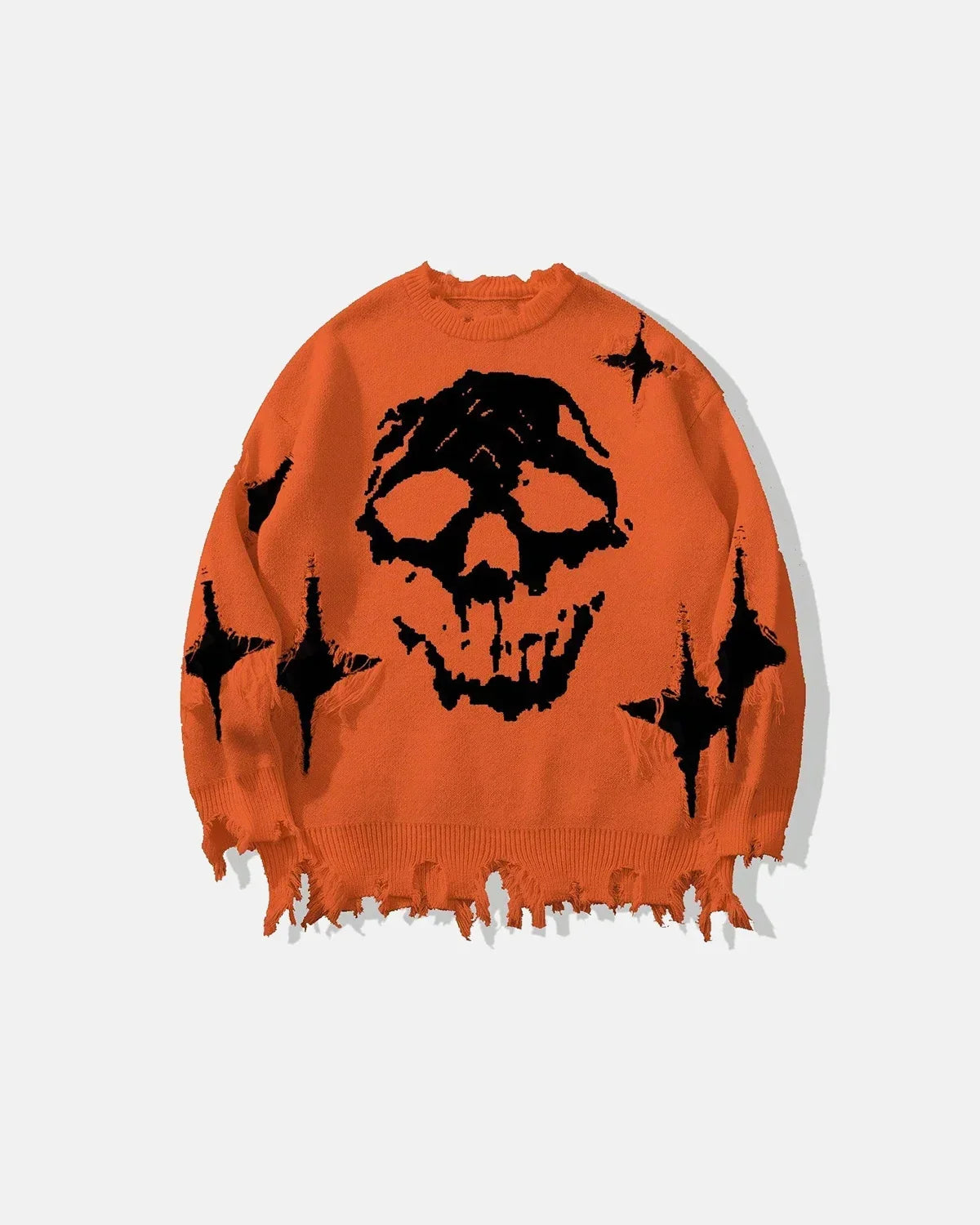 Distressed Skull Knit Sweater