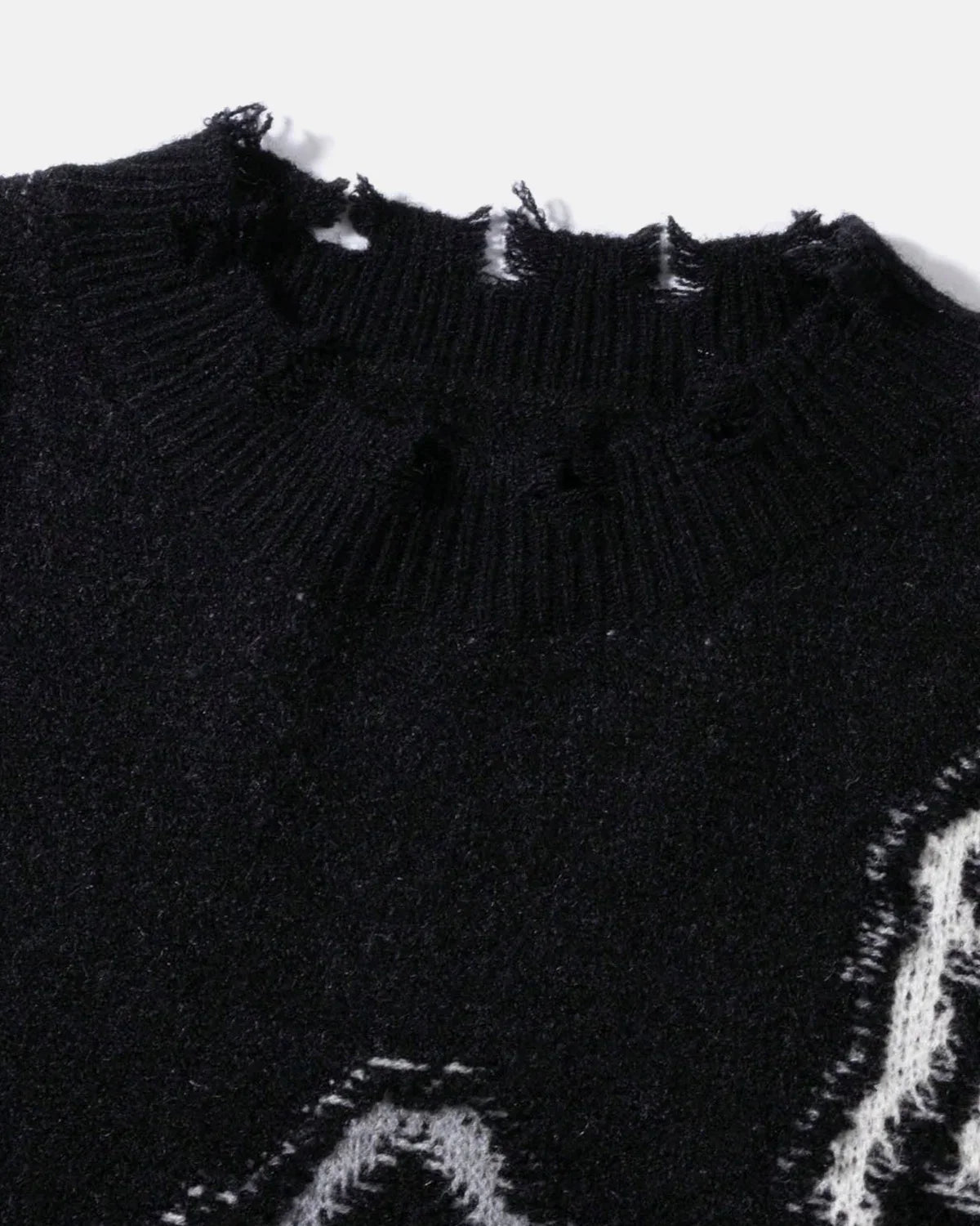 Distressed Cross Graphic Knit Sweater