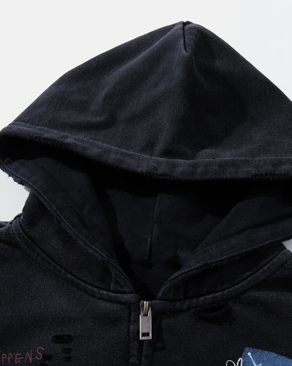 Graffiti Washed Zip Up Hoodie
