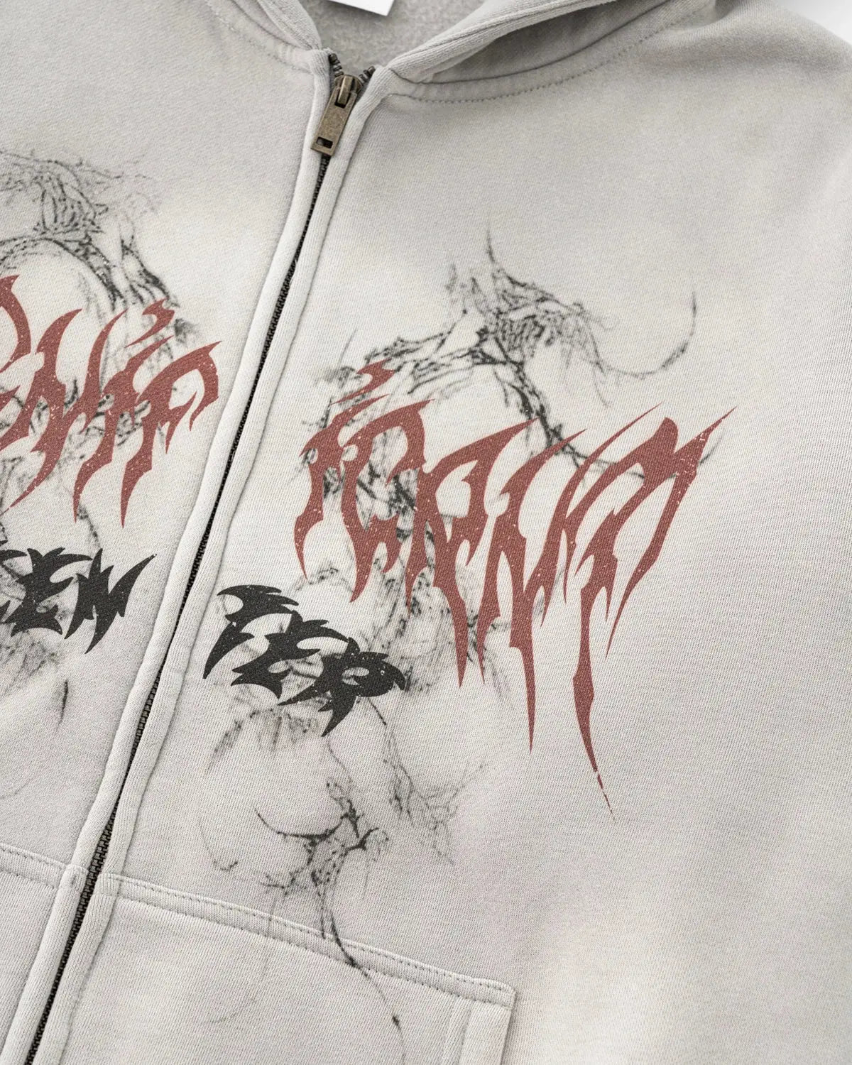 Washed Graphic Zip Up Hoodies