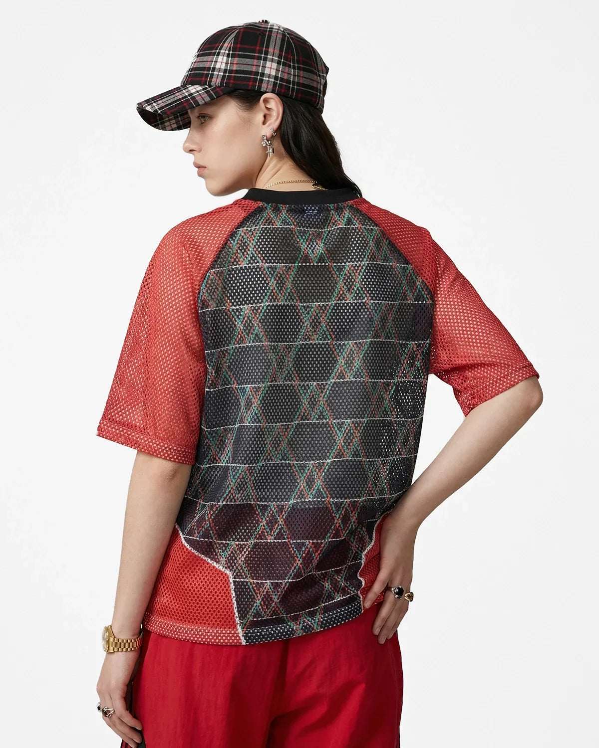 Color-Block Oversized Mesh Jersey