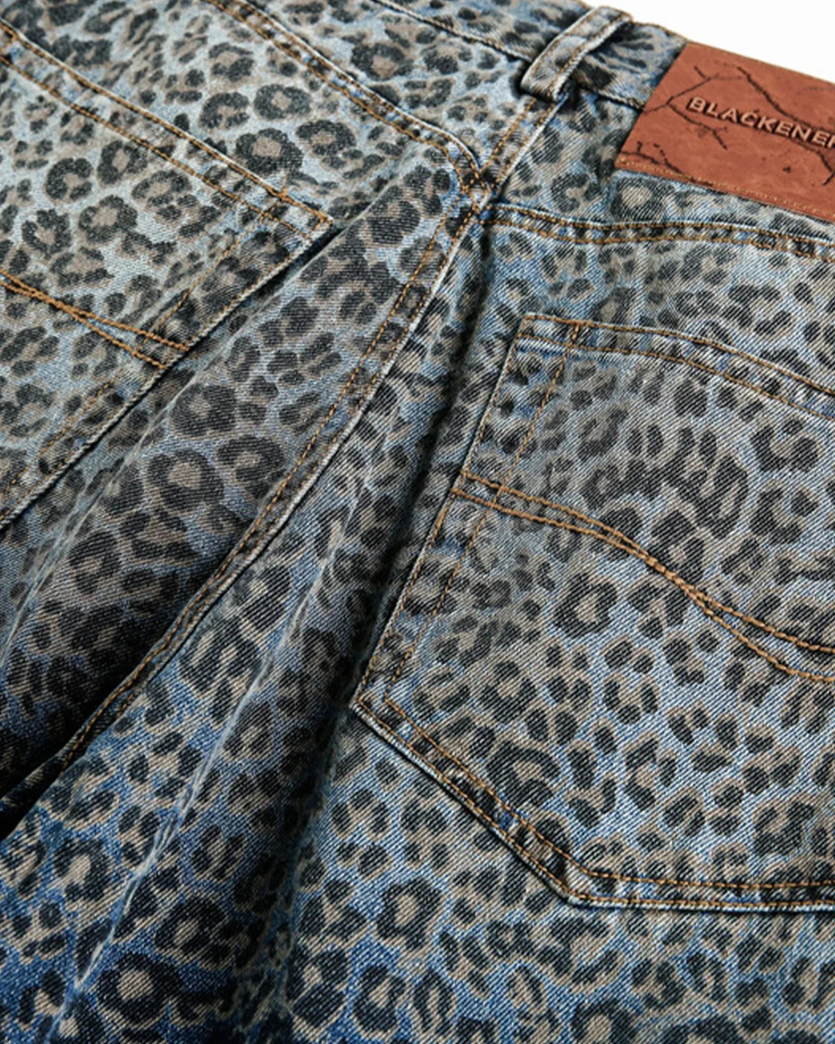 Vintage Leopard Print Barrel Jeans