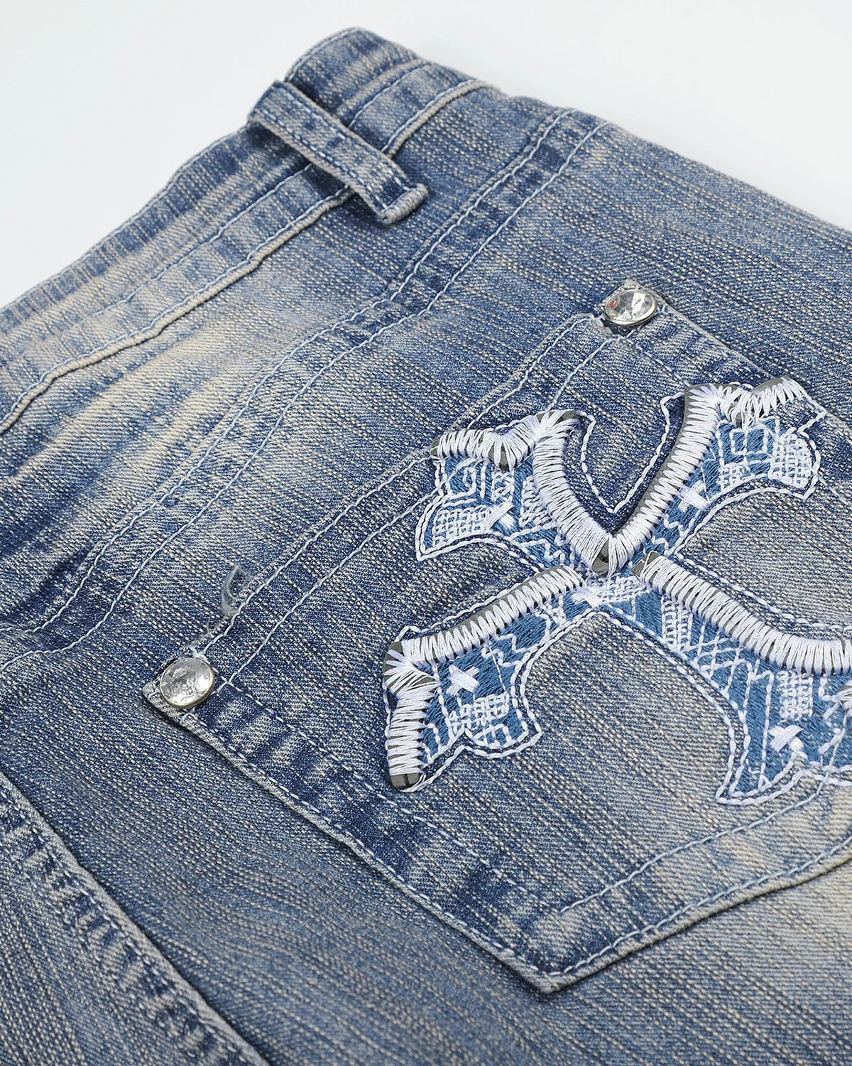 Bamboo Weave Embroidered Bootcut Jeans
