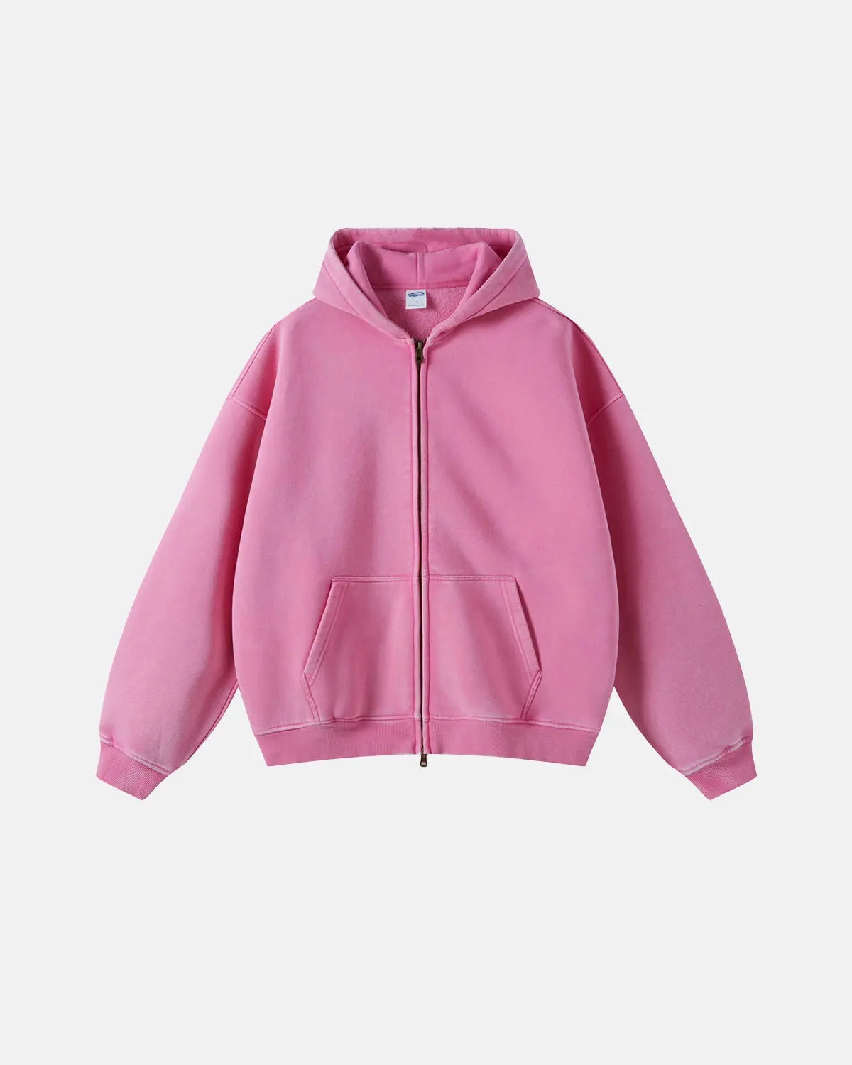 Washed Distressed Fleece Zip Up Hoodies