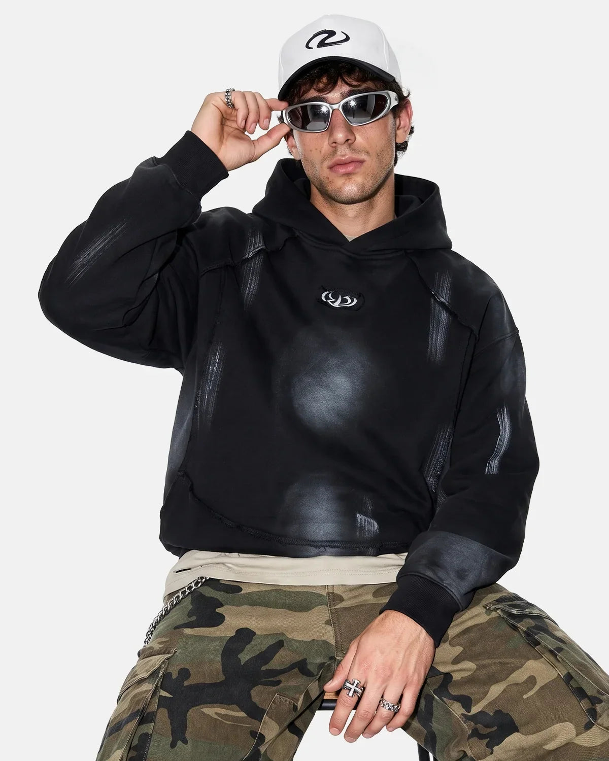 Washed Raw Edge Boxy Hoodie