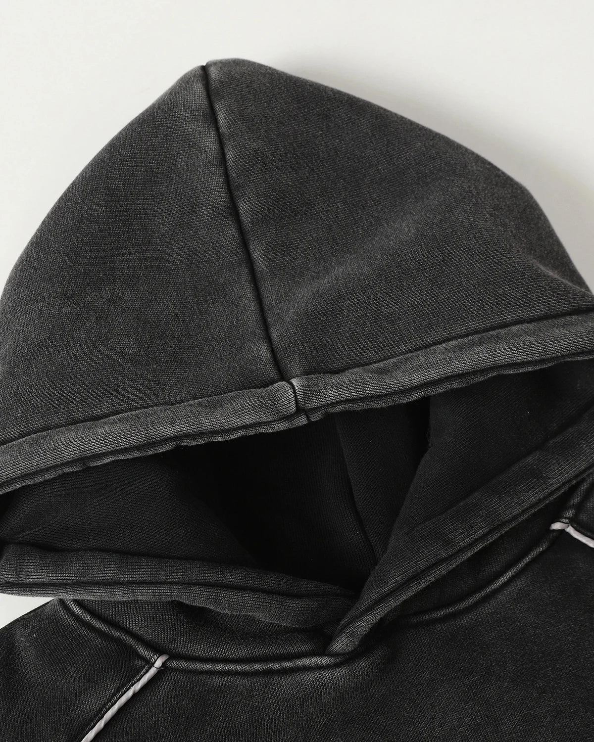 Washed Reflective Piping Boxy Hoodie