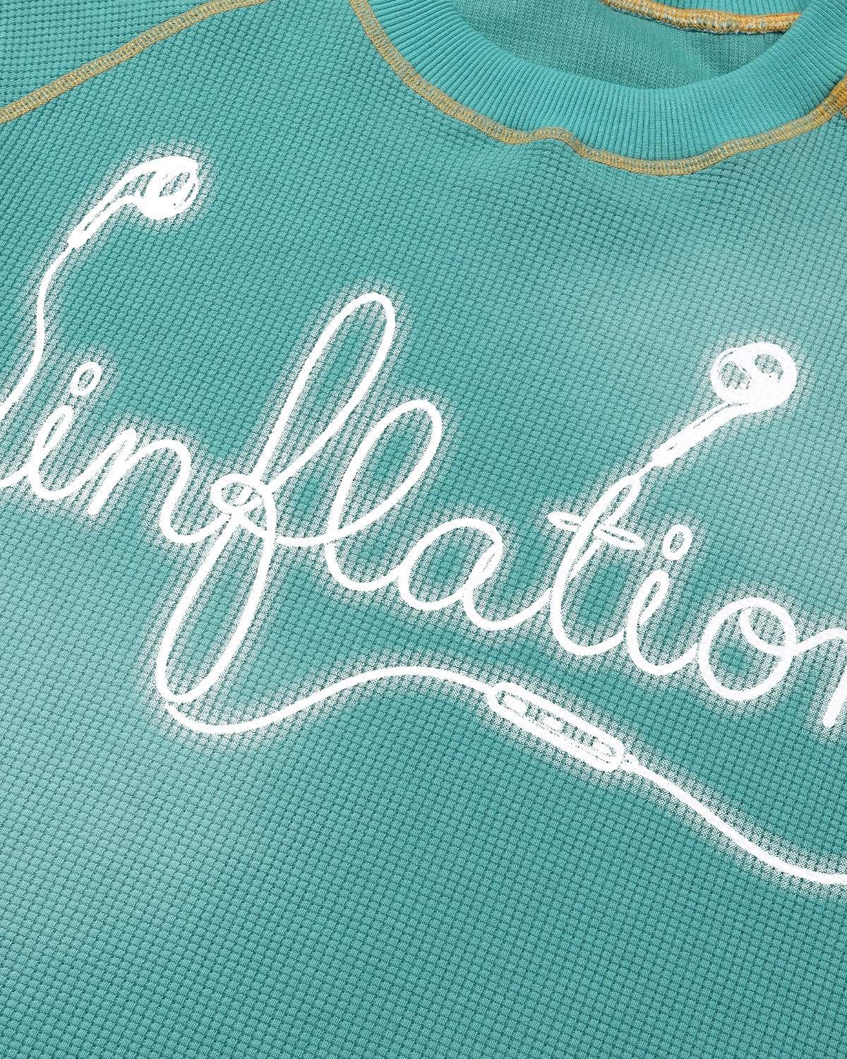 T-shirt à manches longues en maille gaufrée avec logo manuscrit