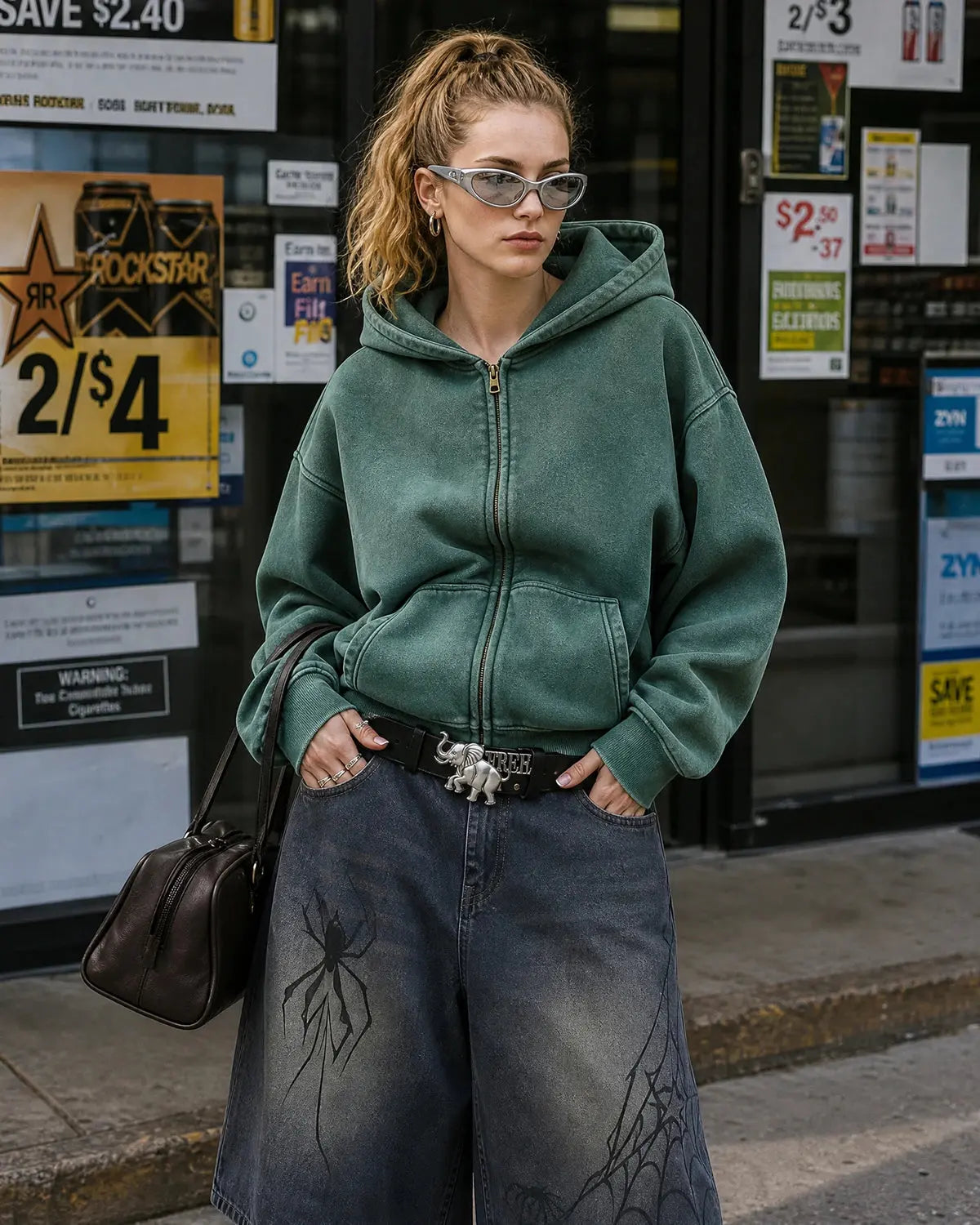 Washed Distressed Fleece Zip Up Hoodies
