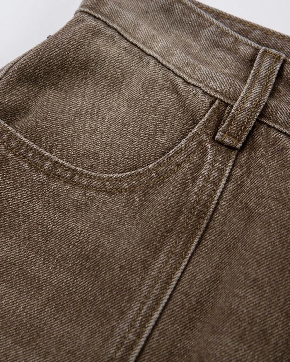 Brown Acid Wash Barrel Jeans