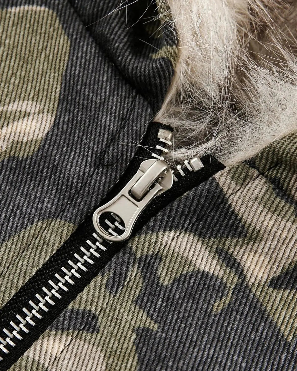 Camo Faux Fur Padded Hooded Jacket MADXMARX