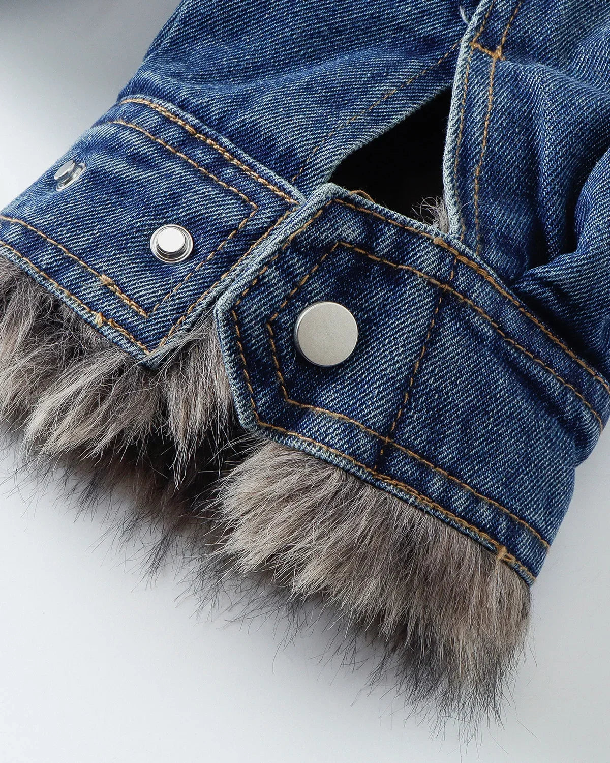 Faux Fur Padded Boxy Denim Jacket