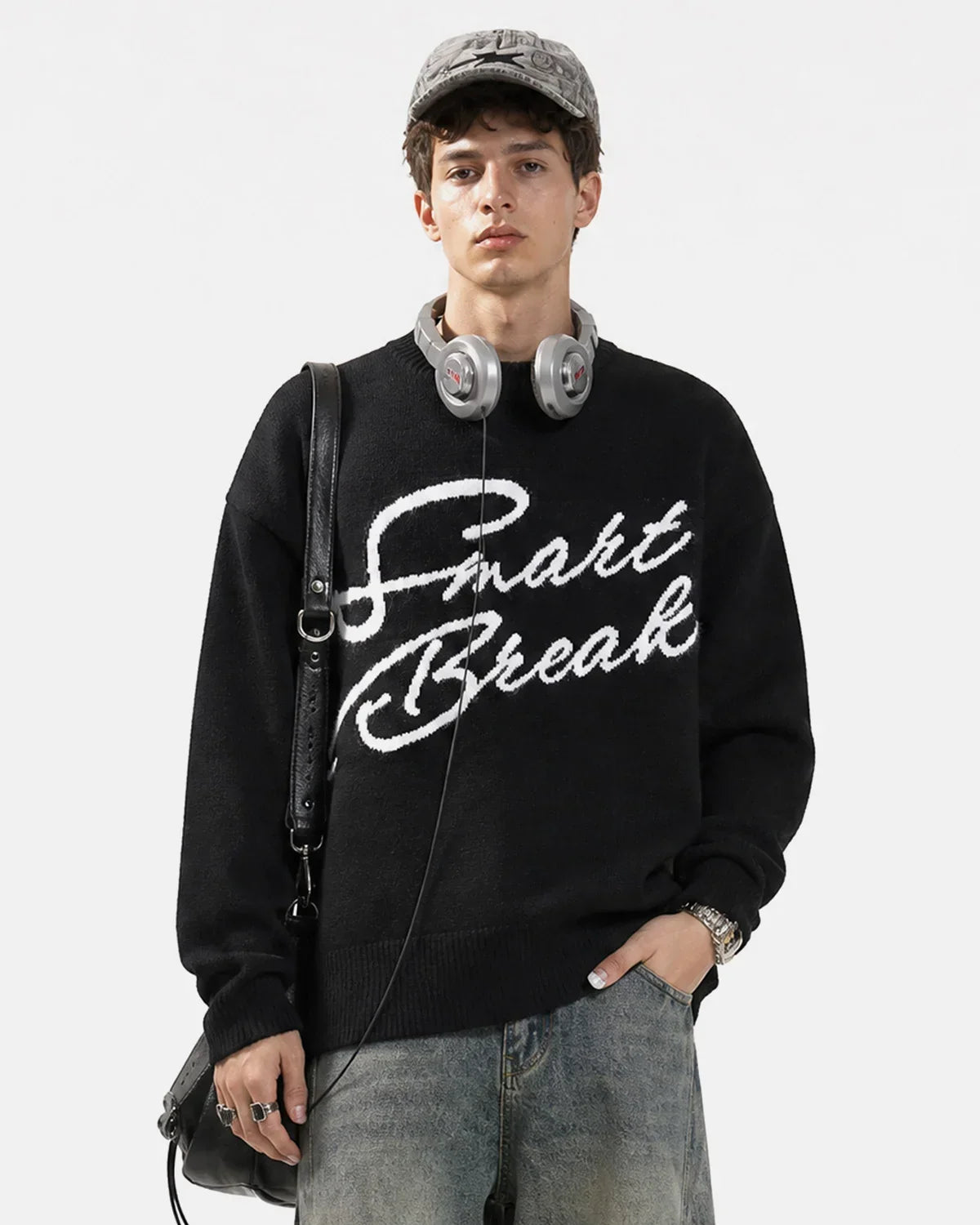 Script Letter Graphic Knit Sweater