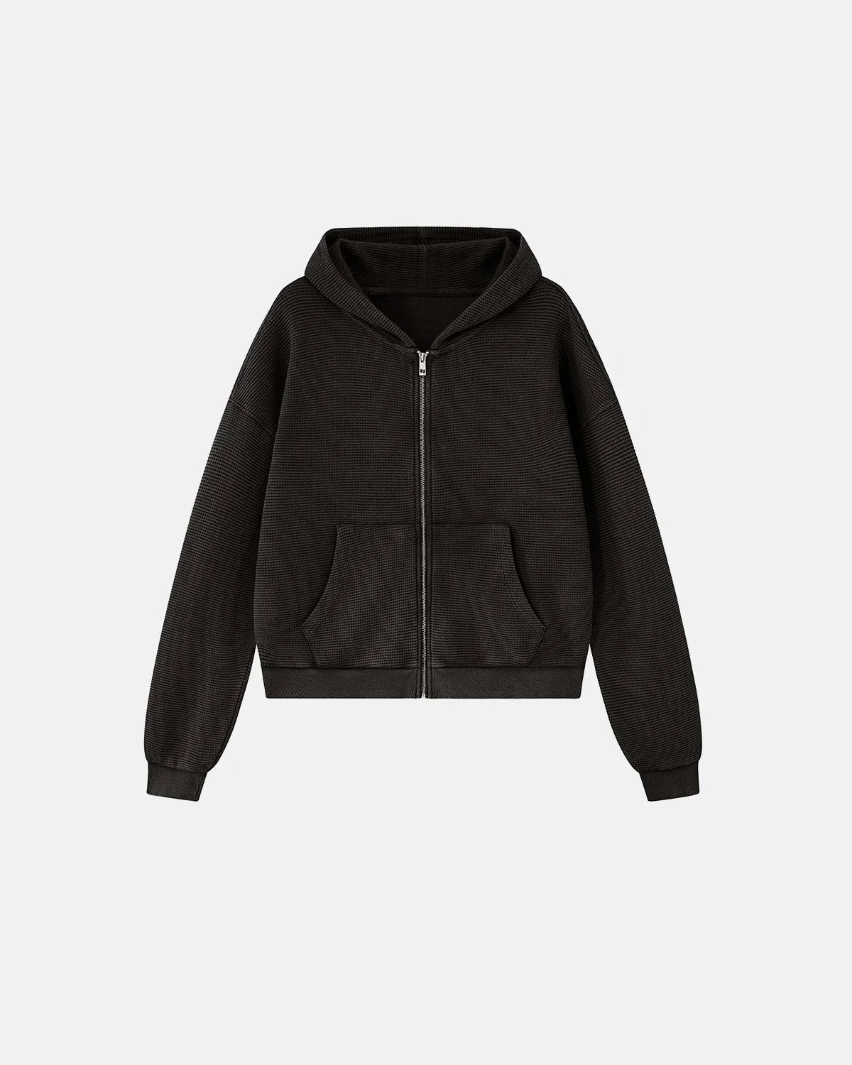 Sweat à capuche zippé gaufré délavé vintage