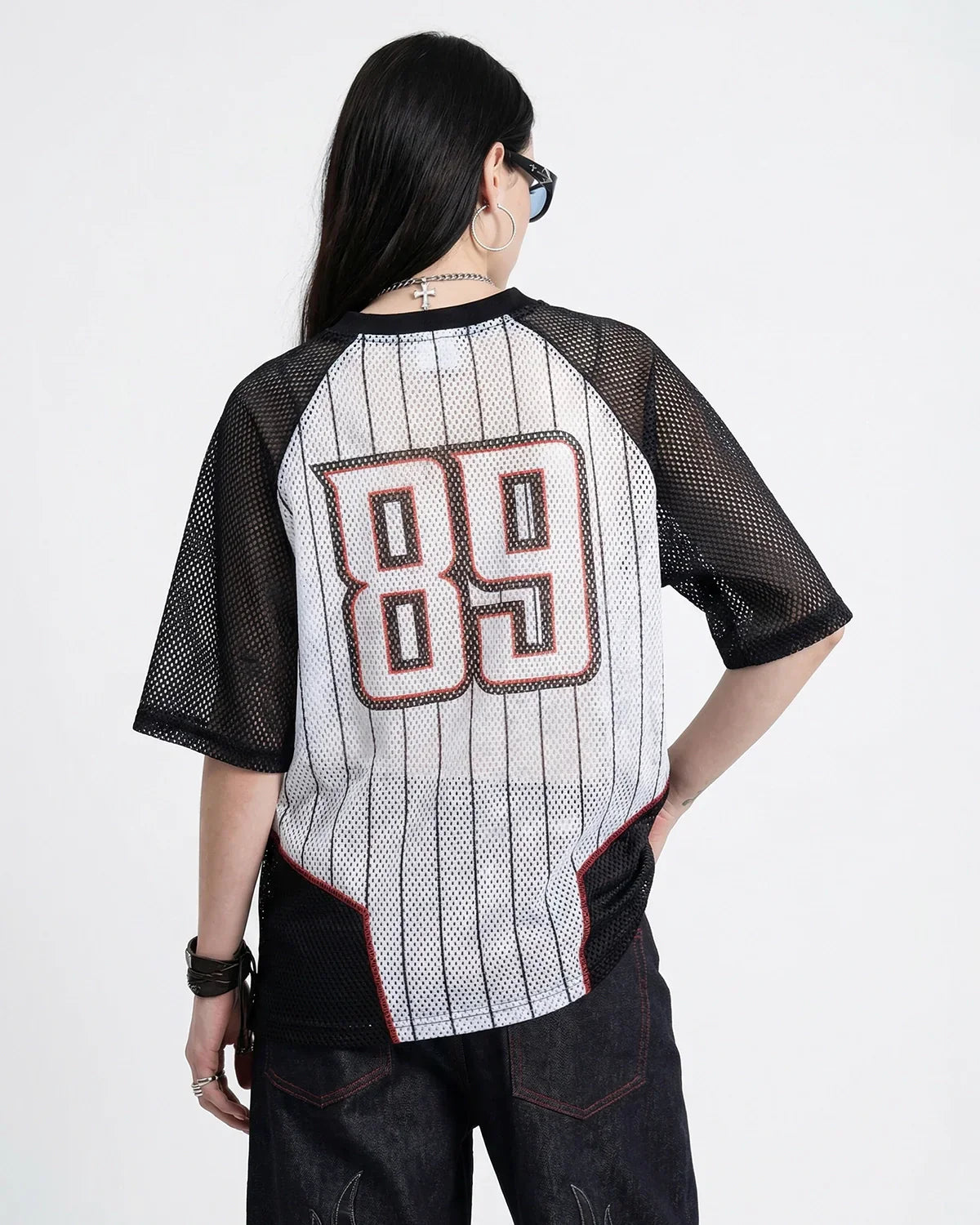Pinstripe Colorblock Mesh Jersey