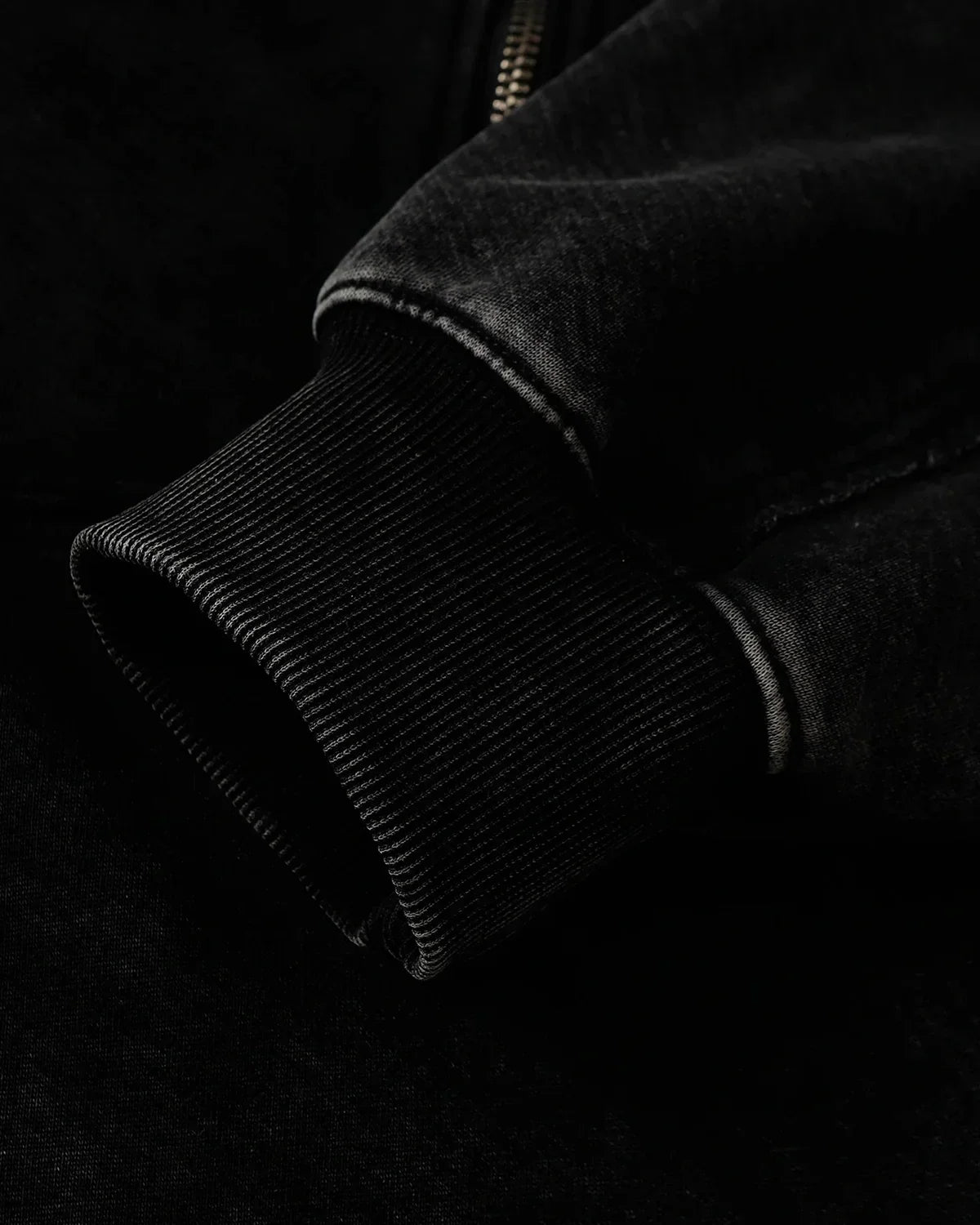 Dirty Washed Studded Boxy Zip Up Hoodie