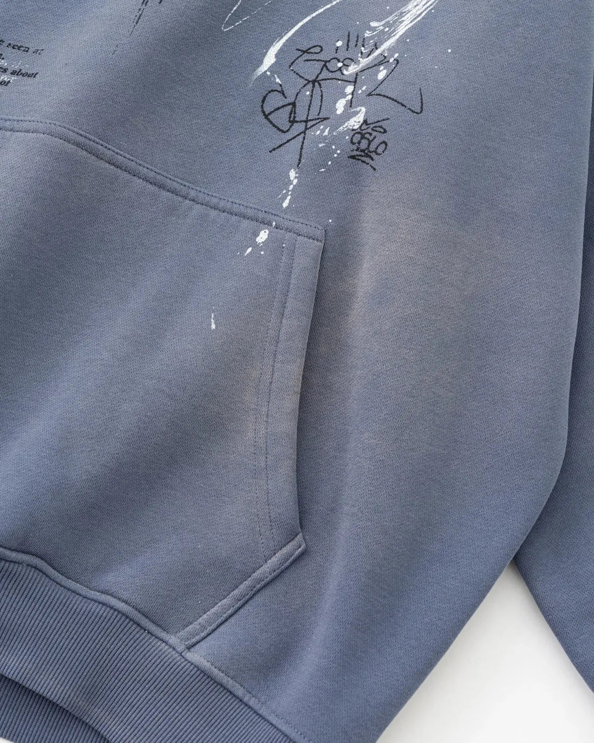 Graffiti Print Acid Washed Fleece Hoodies
