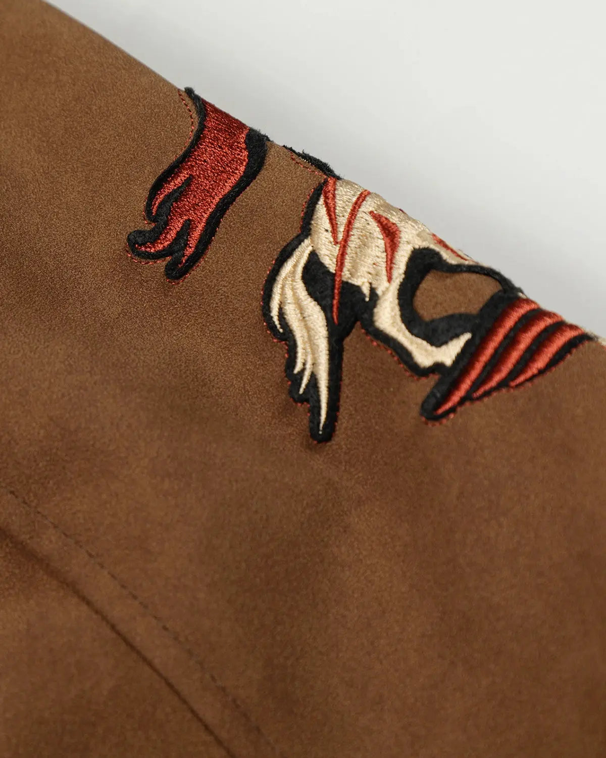 Horse Embroidery Suede Clasp Padded Jacket