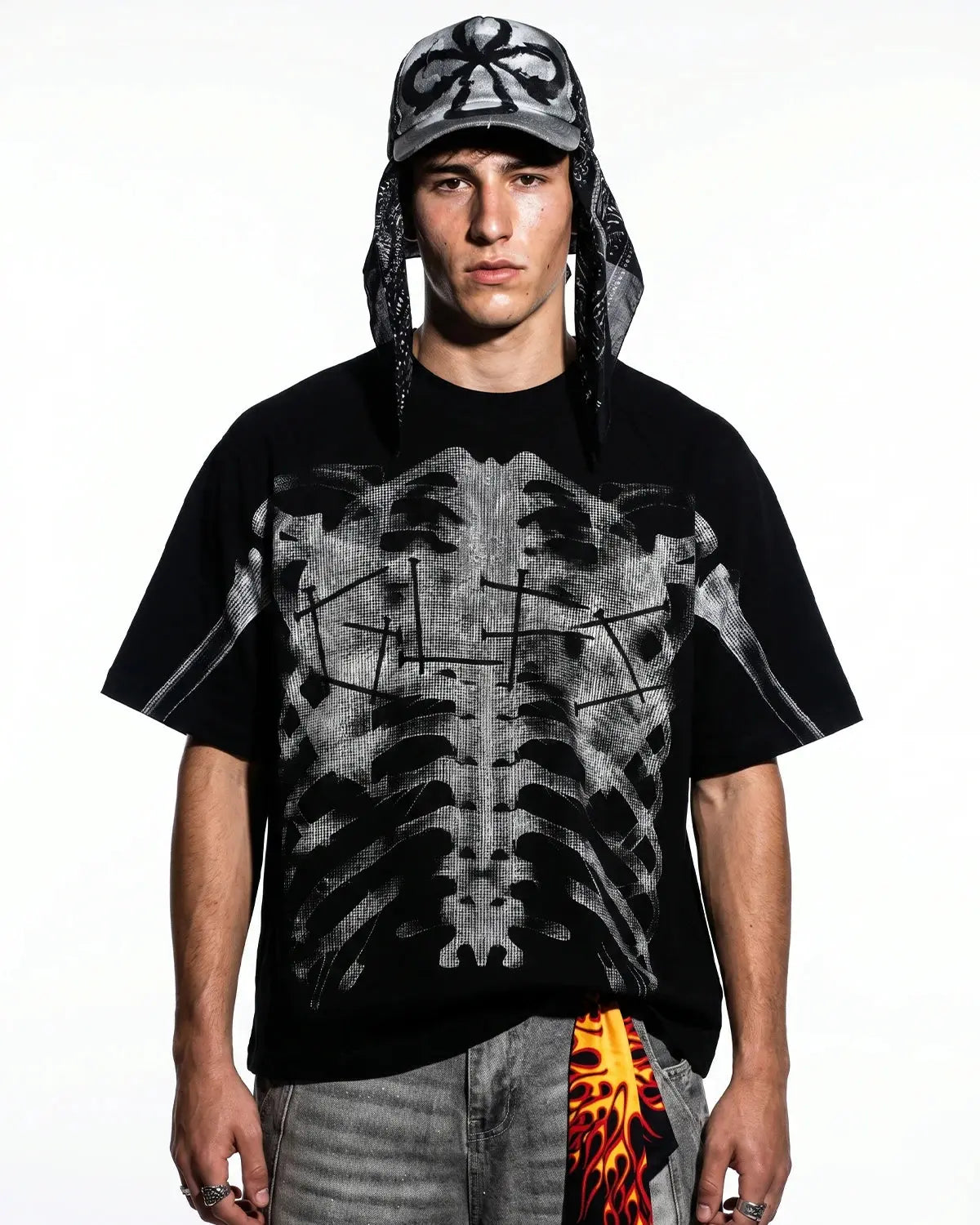 Pink X-Ray Skeleton Boxy T-Shirt