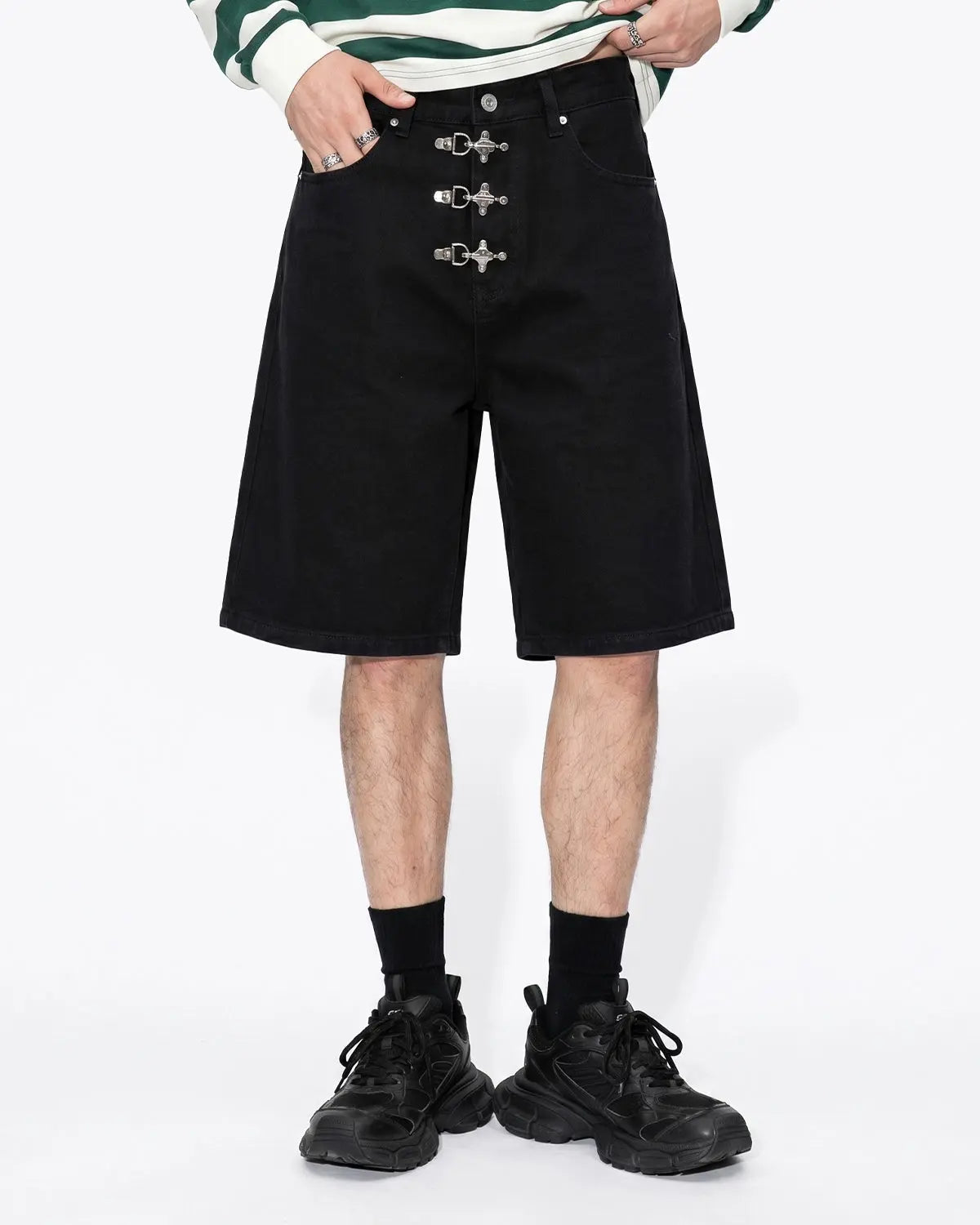Metal Clasp Baggy Jorts