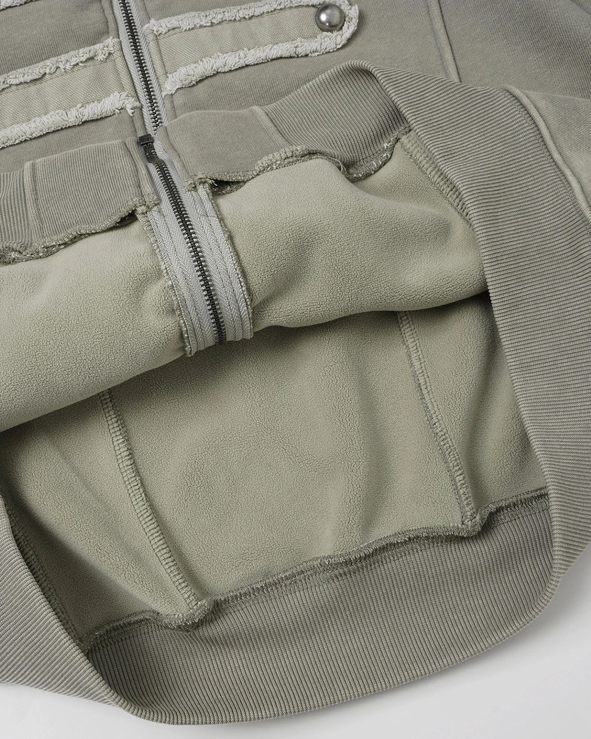 Washed Studded Boxy Zip Up Hoodie