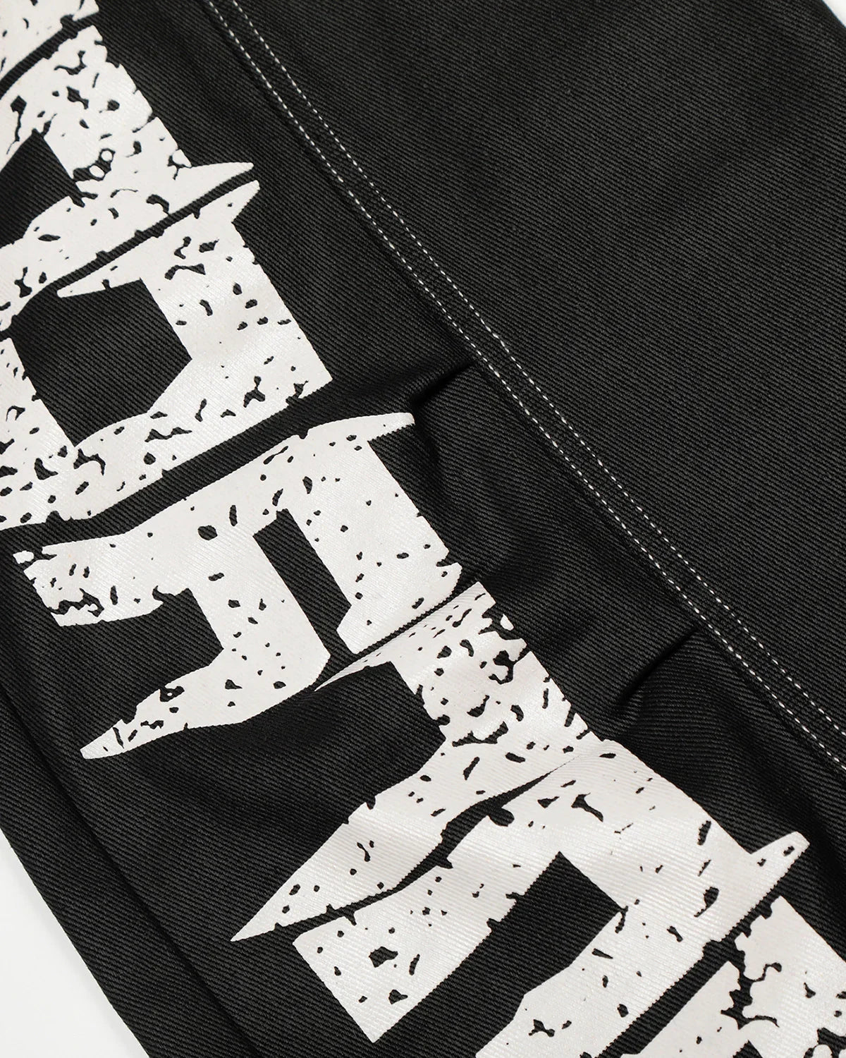 Letter Graphic Cargo Barrel Jeans