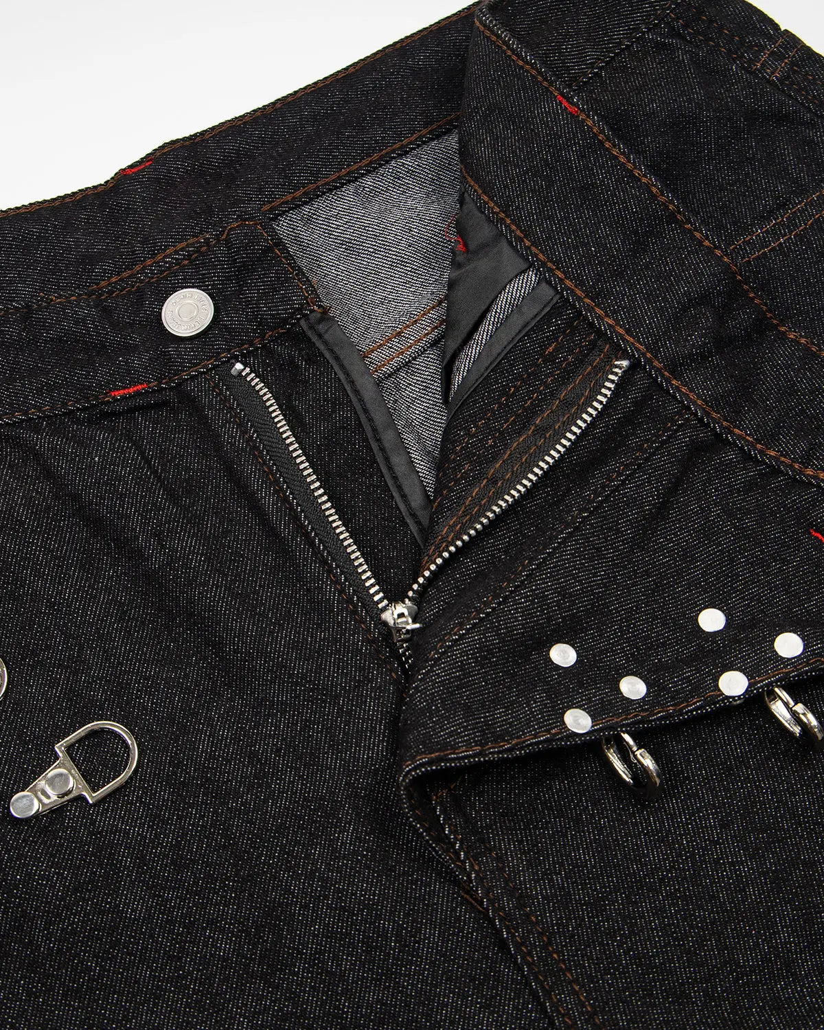 Asymmetric Buckle Raw Baggy Jeans