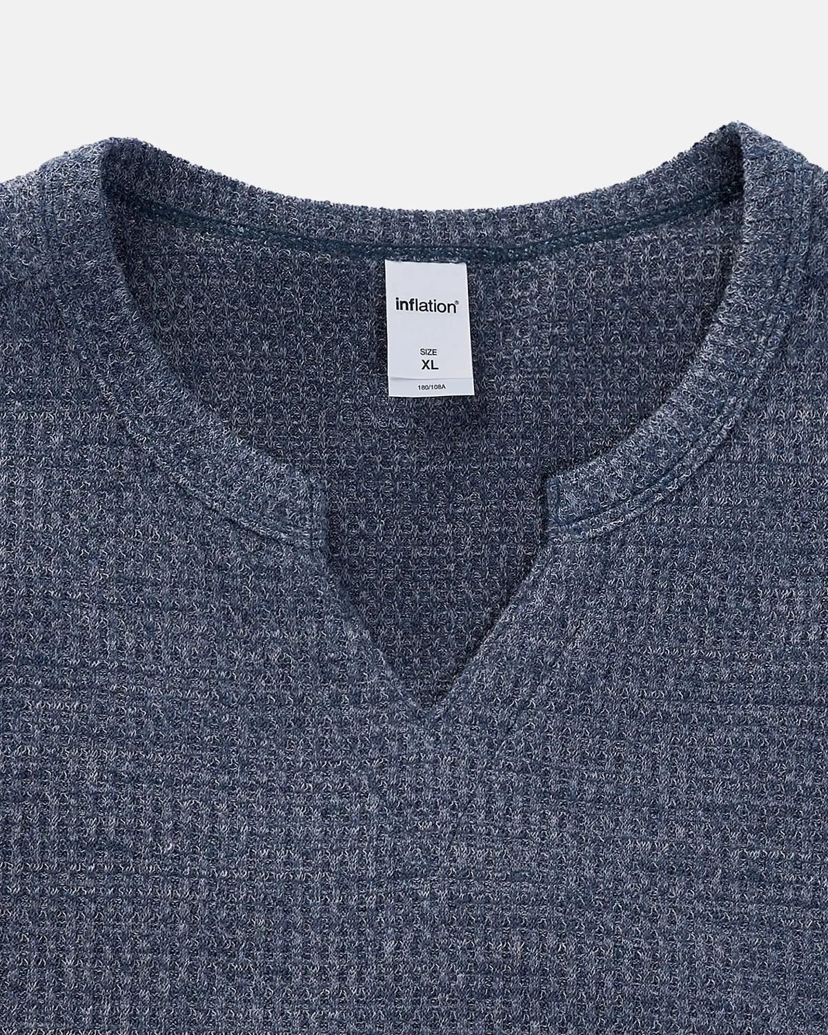 V-neck Long Sleeve Waffle Tees