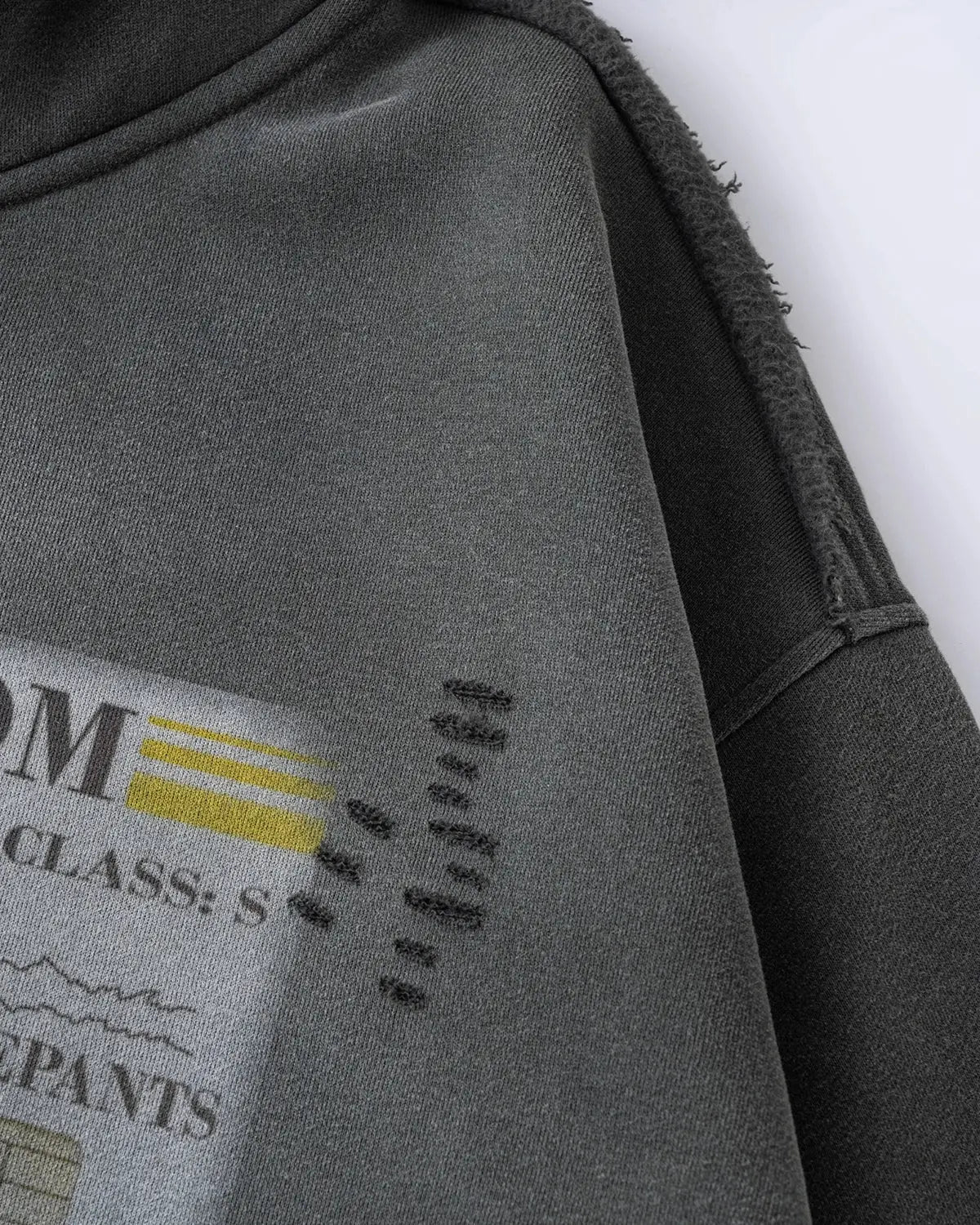 Graphic Ripped Washed Zip Up Hoodies