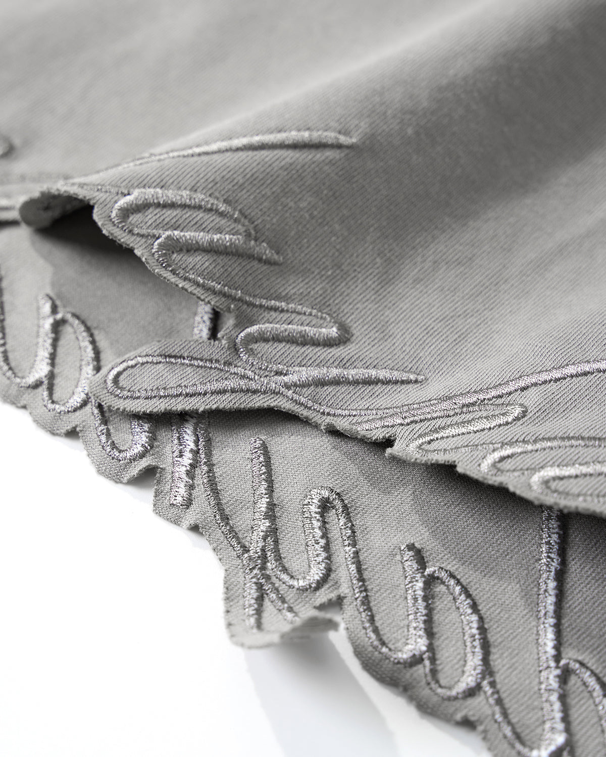 Embroidered Frayed Hem Oversized T-Shirt